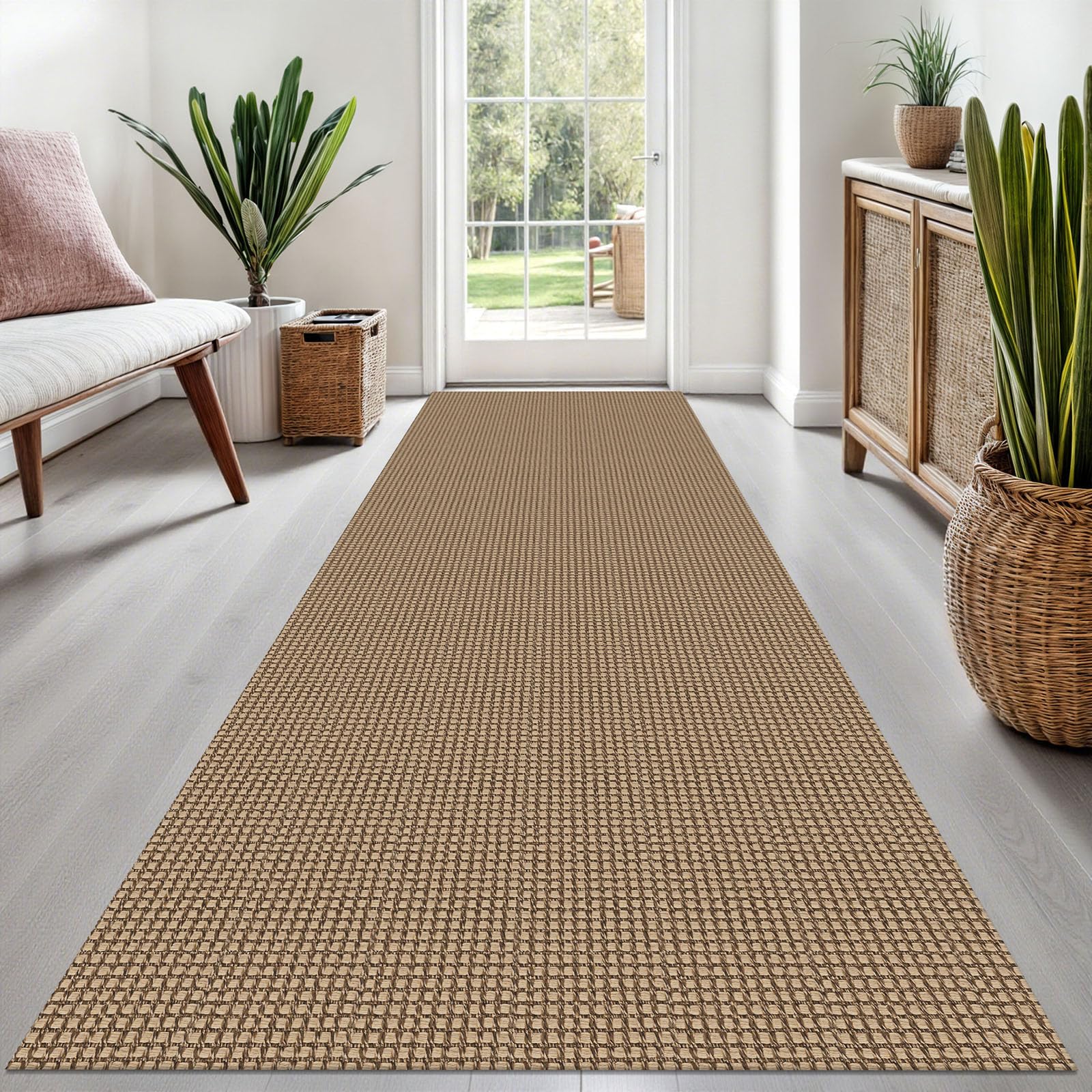 EARTHALL Woven Area Rug 2x3 Ft Washable Rugs for Entryway Braided Non Slip Throw Rugs Door Mat Indoor Outdoor Entrance Small Cotton Woven Carpet for Kitchen Foyer Front Door, Orange/Tan/Brown
