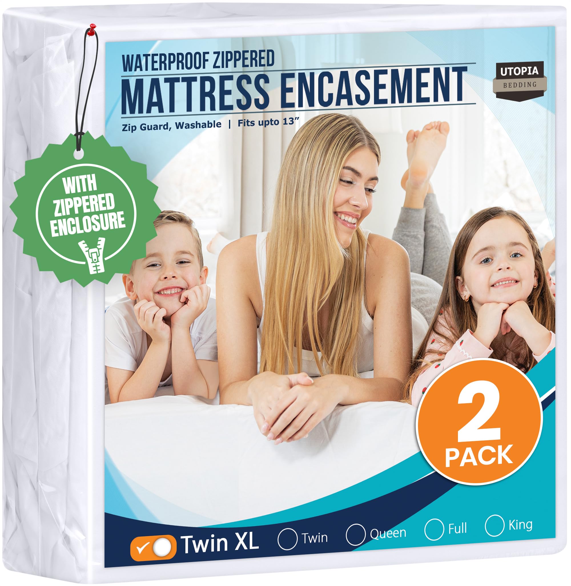 Utopia Bedding Mattress Protector Zippered Queen Size, 100% Waterproof Bed Bug and Dust Mite Proof Mattress Encasement, Absorbent 6 Sided Mattress Cover