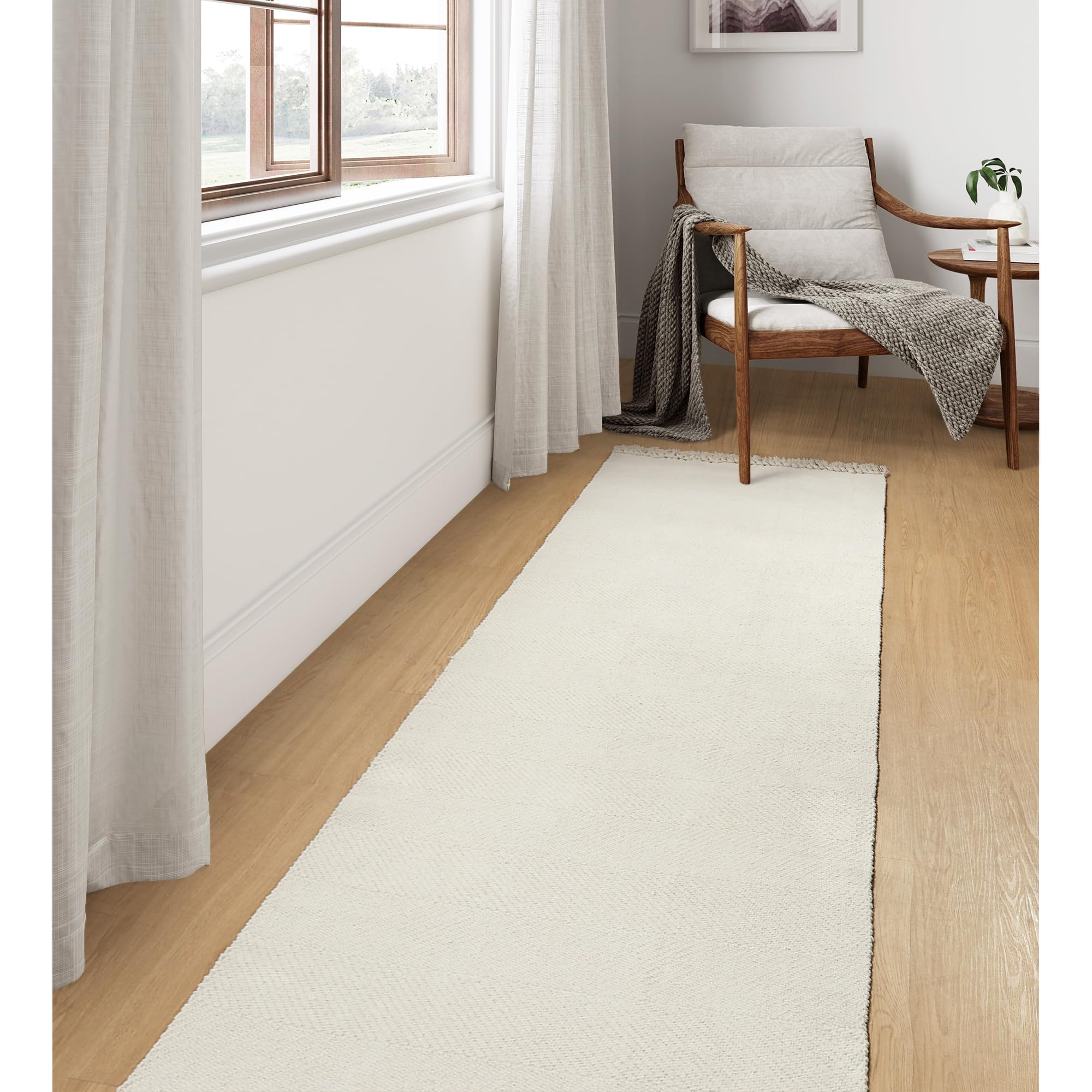 Collive Small Bathroom Rug, 2' x 3' Hand-Woven Low Profile Front Entryway Rug, Olive Green/Cream Cotton Reversible Washable Kitchen Mat Modern Farmhouse Carpet for Foyer Bedroom Back Door Decor