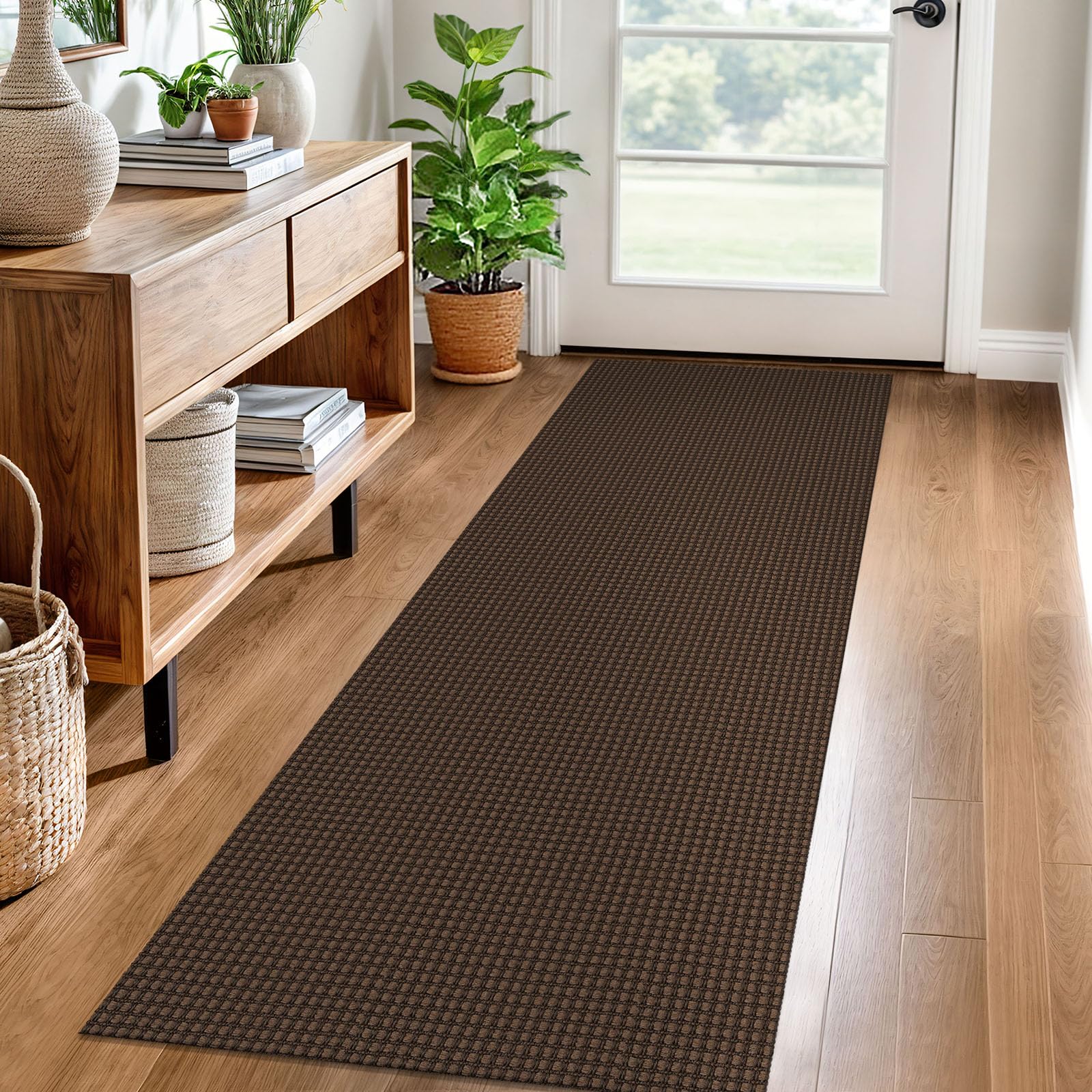 EARTHALL Woven Area Rug 2x3 Ft Washable Rugs for Entryway Braided Non Slip Throw Rugs Door Mat Indoor Outdoor Entrance Small Cotton Woven Carpet for Kitchen Foyer Front Door, Orange/Tan/Brown