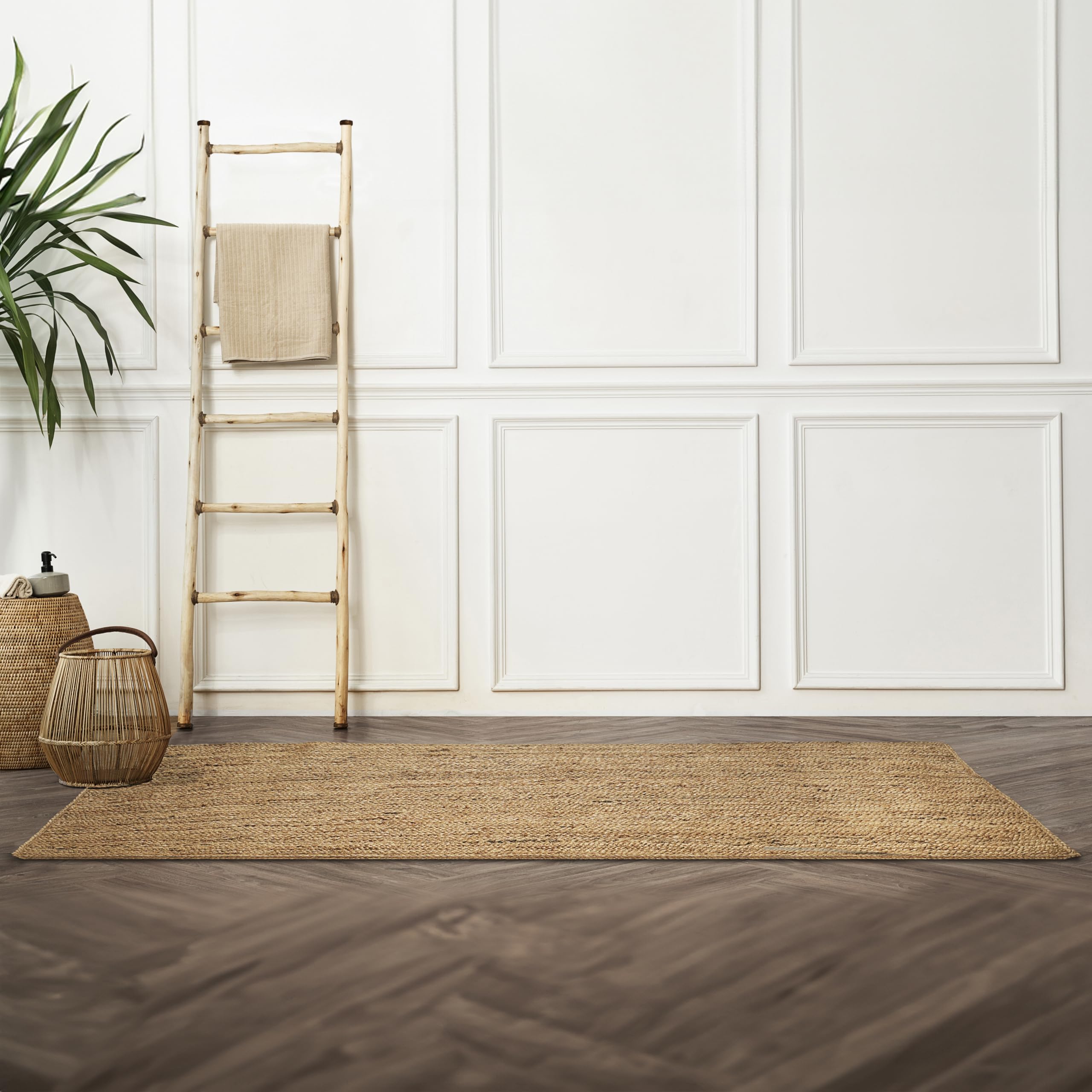 Hausattire Hand Woven Jute Braided Rug, 2'x3' – Natural, Reversible Boho Entry Area Rugs for Kitchen, Living Room I Farmhouse Indoor Outdoor Decorative Floor Rug, 24x36 Inches