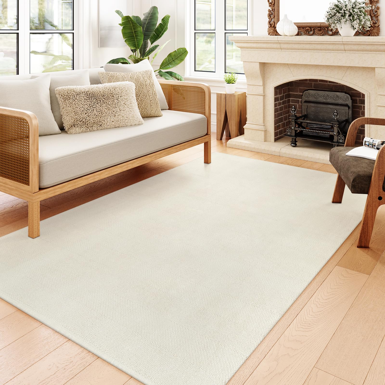 Collive Small Bathroom Rug, 2' x 3' Hand-Woven Low Profile Front Entryway Rug, Olive Green/Cream Cotton Reversible Washable Kitchen Mat Modern Farmhouse Carpet for Foyer Bedroom Back Door Decor