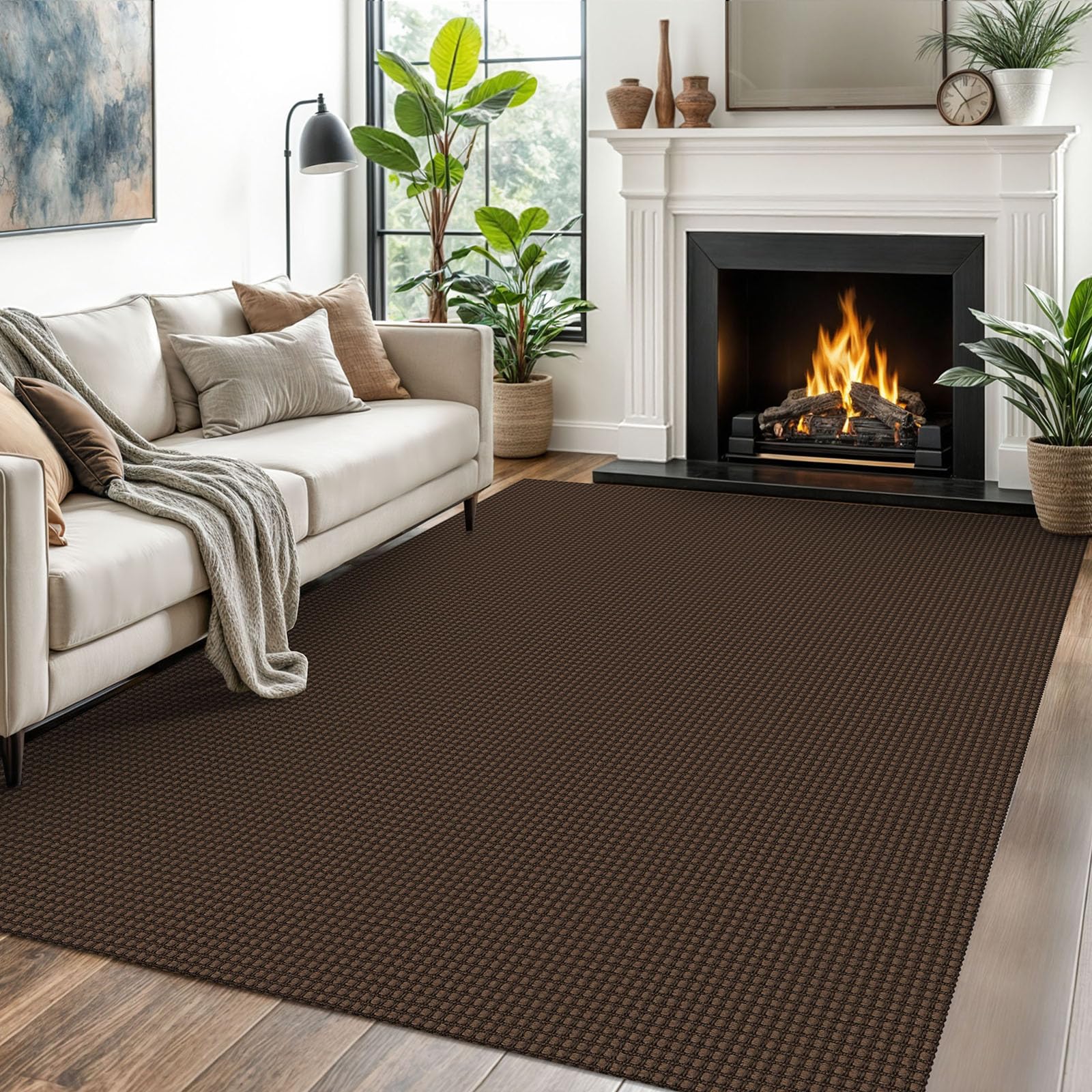 EARTHALL Woven Area Rug 2x3 Ft Washable Rugs for Entryway Braided Non Slip Throw Rugs Door Mat Indoor Outdoor Entrance Small Cotton Woven Carpet for Kitchen Foyer Front Door, Orange/Tan/Brown