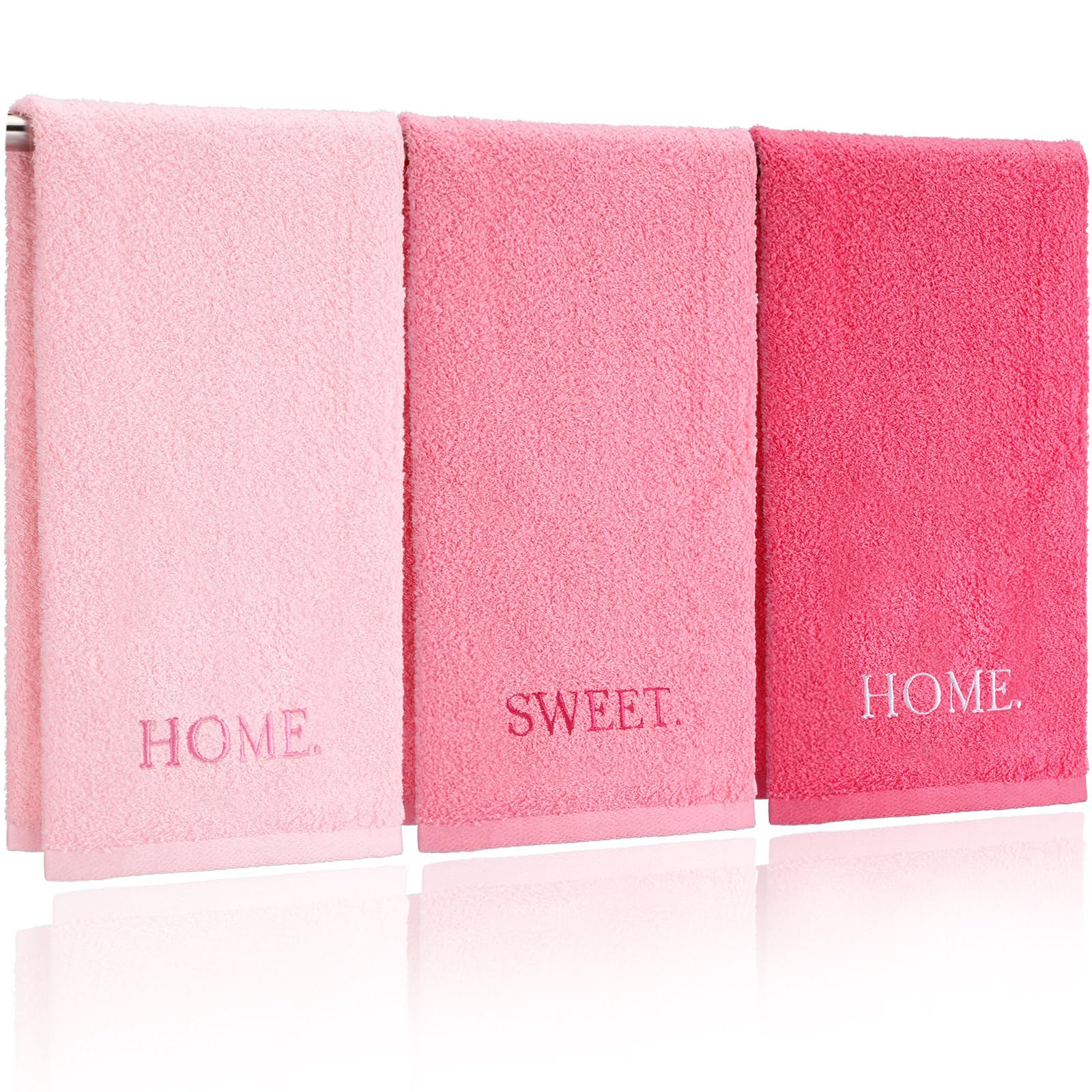 3 Pcs Farmhouse Decorative Hand Towels for Bathroom and Kitchen Rustic Embroidered Cotton Hand Towels Decorative Set for Boho Bathroom Decor(Black,Home Love Family)