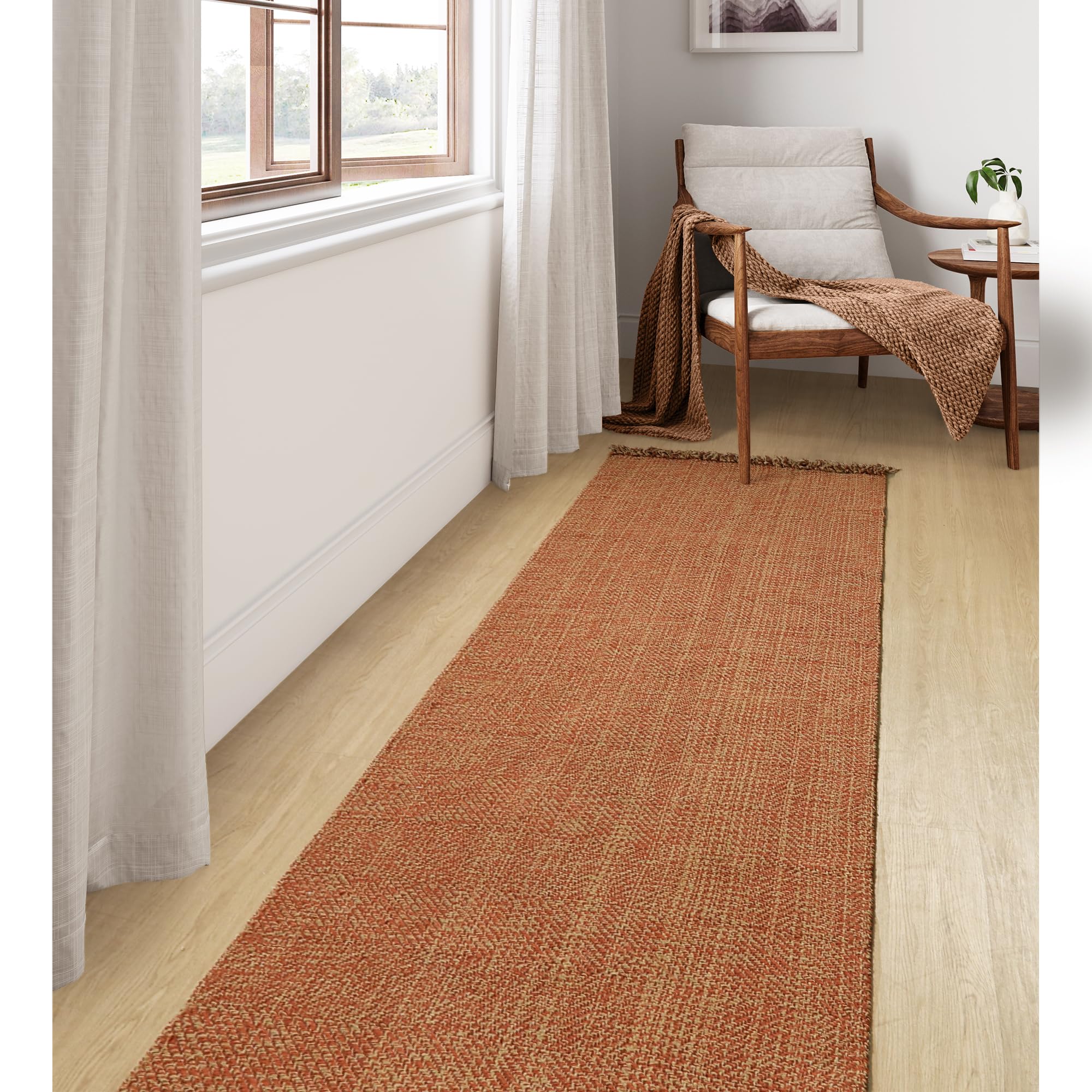 Collive Comfy Area Rug 4' x 6', Tan/Cream Woven Cotton Bedroom Rugs, Modern Indoor Accent Rug Floor Carpet with Tassel for Living Room, Nursery Room, Dining Room, Bedside, Office, Patio Decor