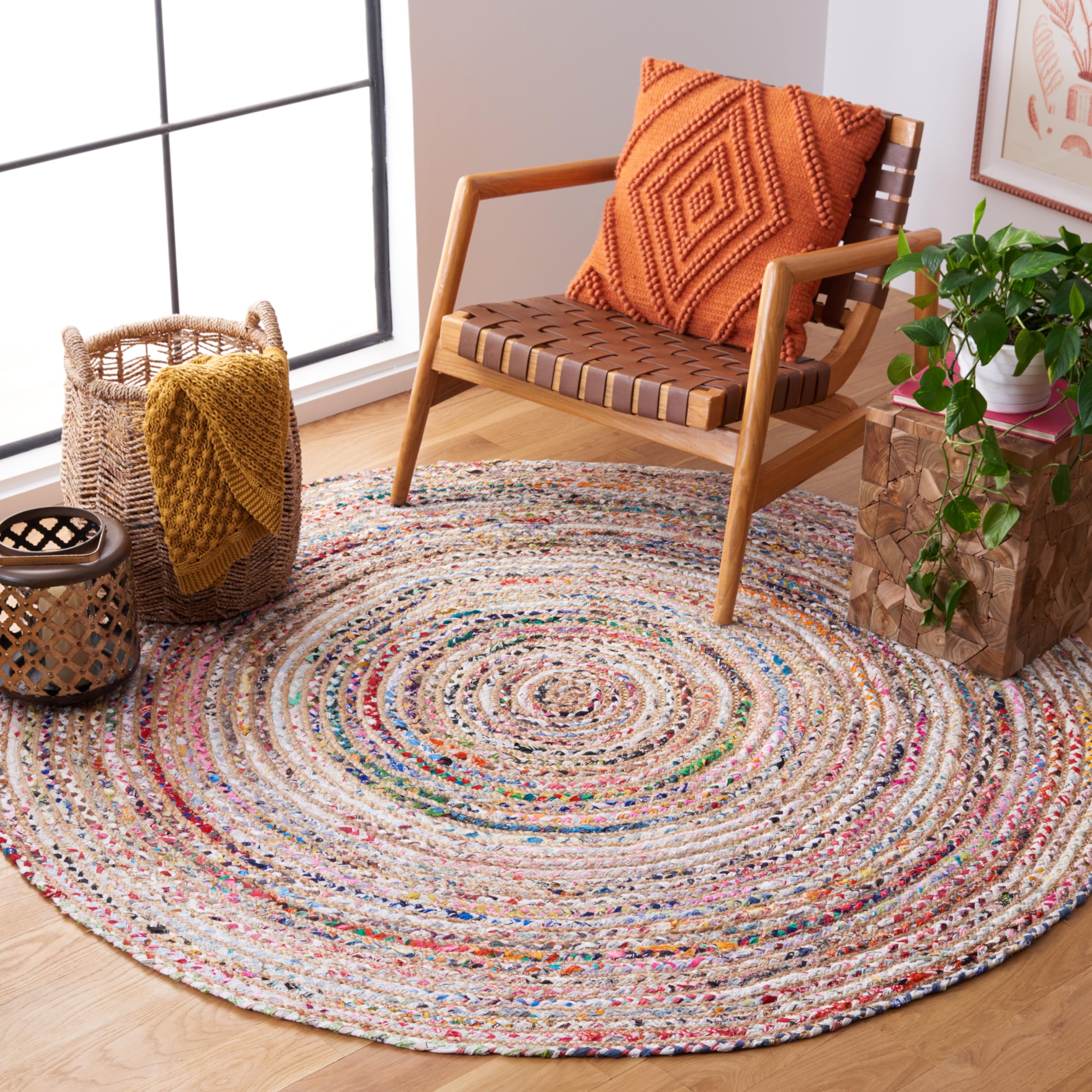 SAFAVIEH Area Rug 2x3 - Cape Cod Collection - Beige & Multi, Handmade Jute & Cotton, Woven Braided Design (CAP202B)