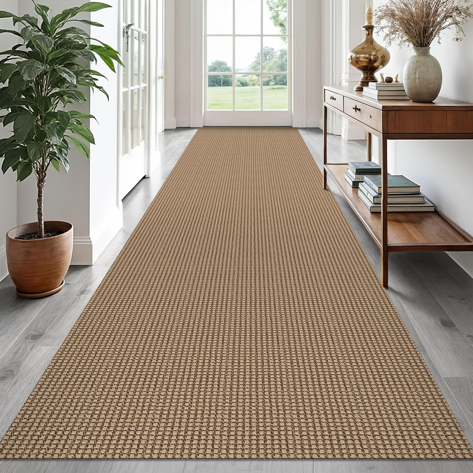 EARTHALL Woven Area Rug 2x3 Ft Washable Rugs for Entryway Braided Non Slip Throw Rugs Door Mat Indoor Outdoor Entrance Small Cotton Woven Carpet for Kitchen Foyer Front Door, Orange/Tan/Brown
