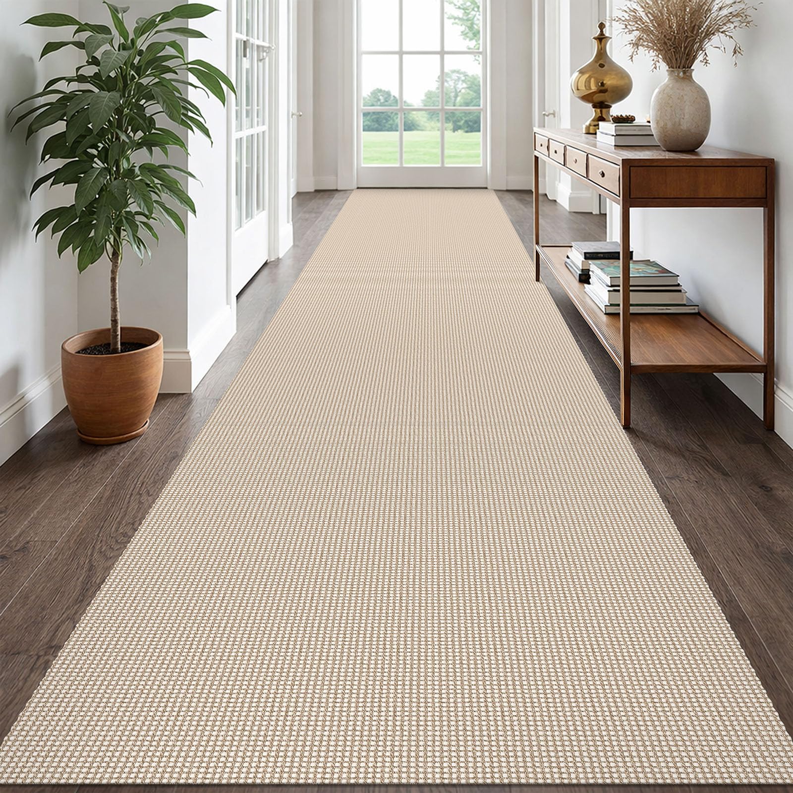 EARTHALL Woven Area Rug 2x3 Ft Washable Rugs for Entryway Braided Non Slip Throw Rugs Door Mat Indoor Outdoor Entrance Small Cotton Woven Carpet for Kitchen Foyer Front Door, Orange/Tan/Brown