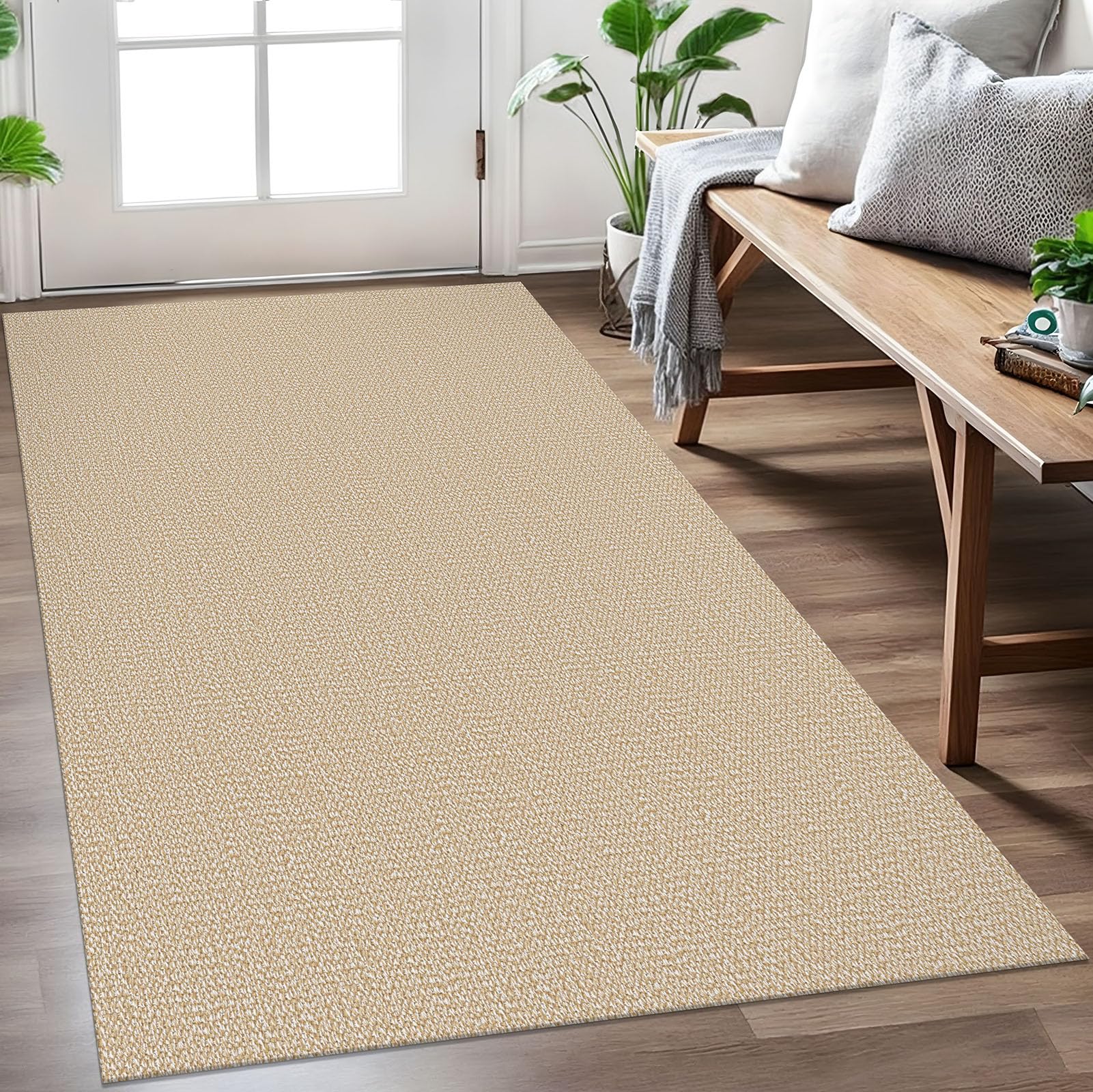 EARTHALL Small Area Rug 2x3 Ft Washable Rugs for Entryway Non Slip Braided Throw Rugs with Rubber Backing Door Mat Indoor Outdoor Entrance Cotton Woven Carpet for Kitchen Foyer Front Door, Khaki/Beige