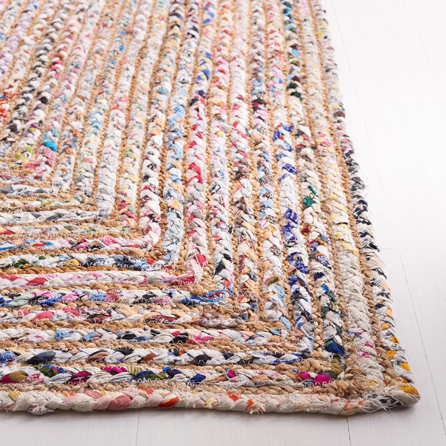 SAFAVIEH Area Rug 2x3 - Cape Cod Collection - Beige & Multi, Handmade Jute & Cotton, Woven Braided Design (CAP202B)