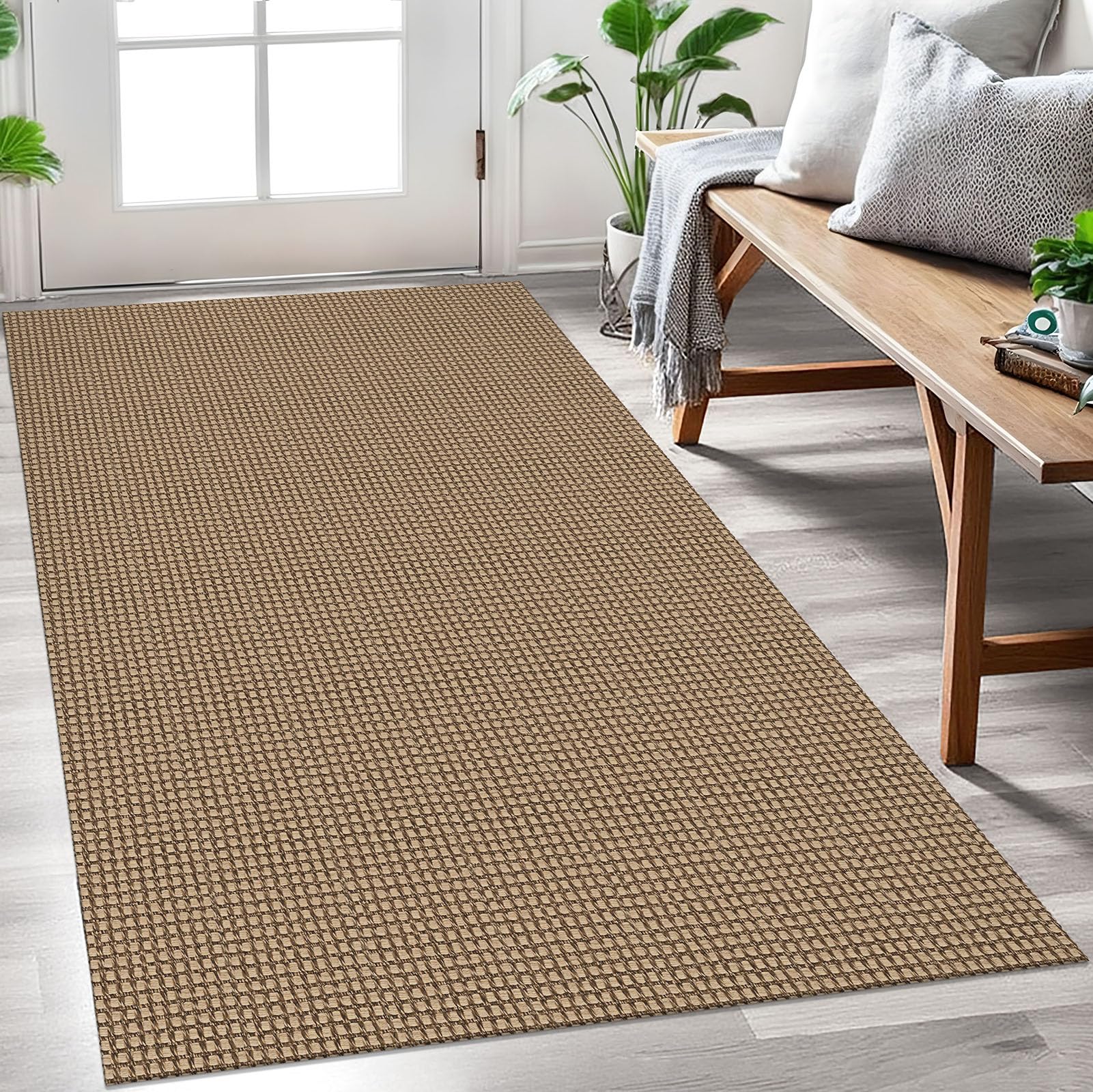 EARTHALL Woven Area Rug 2x3 Ft Washable Rugs for Entryway Braided Non Slip Throw Rugs Door Mat Indoor Outdoor Entrance Small Cotton Woven Carpet for Kitchen Foyer Front Door, Orange/Tan/Brown