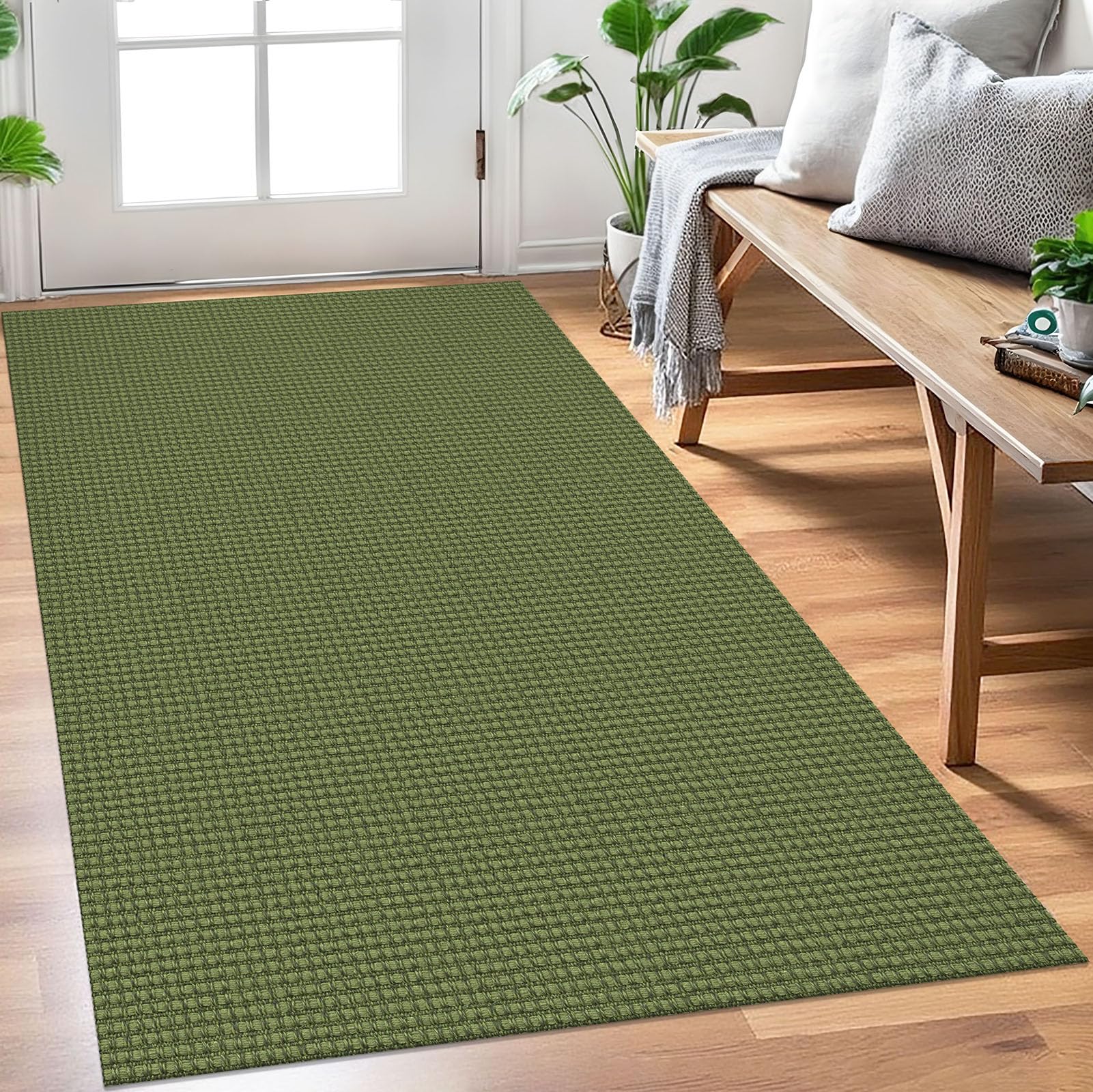 EARTHALL Woven Area Rug 2x3 Ft Washable Rugs for Entryway Braided Non Slip Throw Rugs Door Mat Indoor Outdoor Entrance Small Cotton Woven Carpet for Kitchen Foyer Front Door, Orange/Tan/Brown