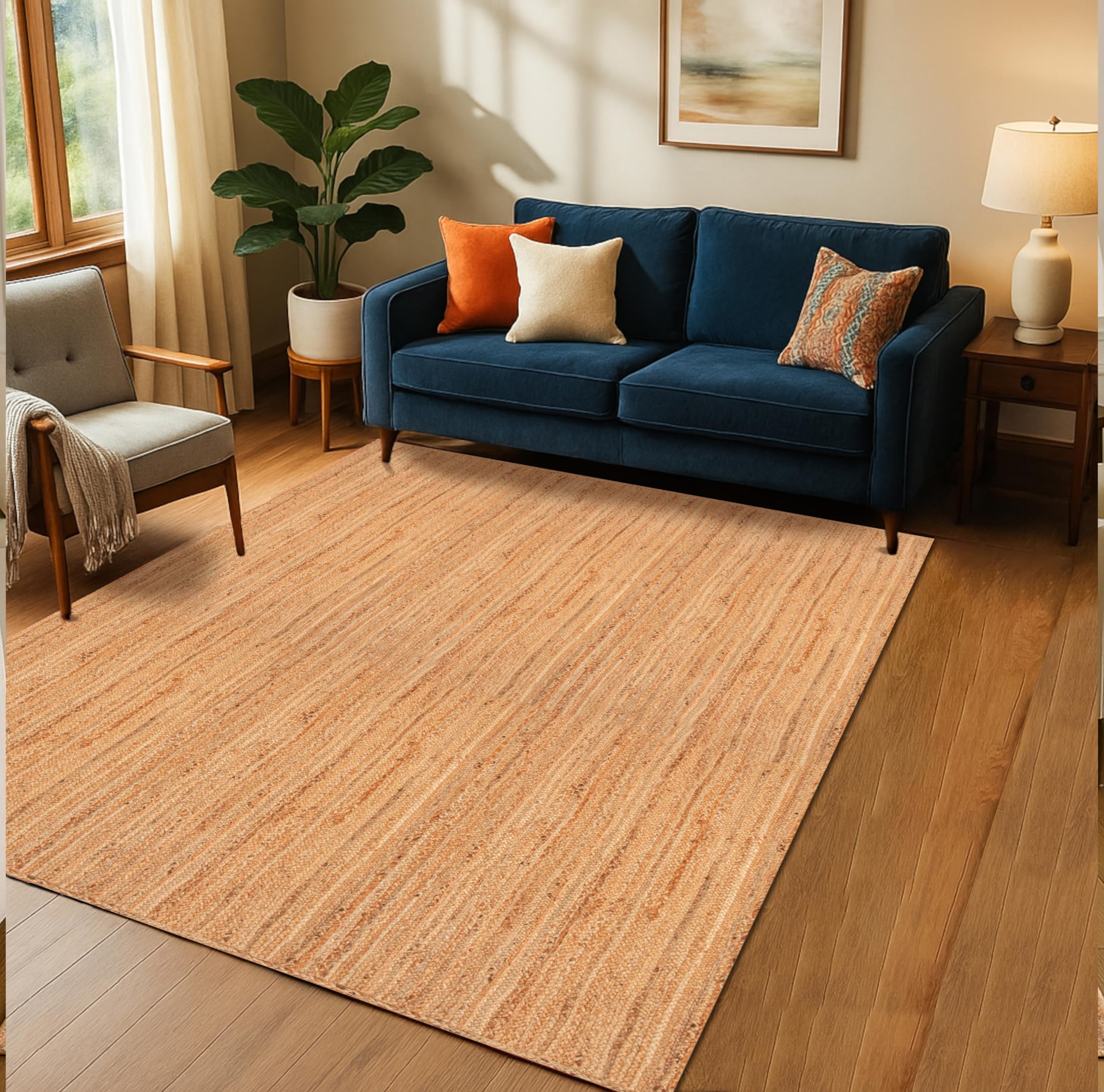 Hausattire Hand Woven Jute Braided Rug, 2'x3' – Natural, Reversible Boho Entry Area Rugs for Kitchen, Living Room I Farmhouse Indoor Outdoor Decorative Floor Rug, 24x36 Inches