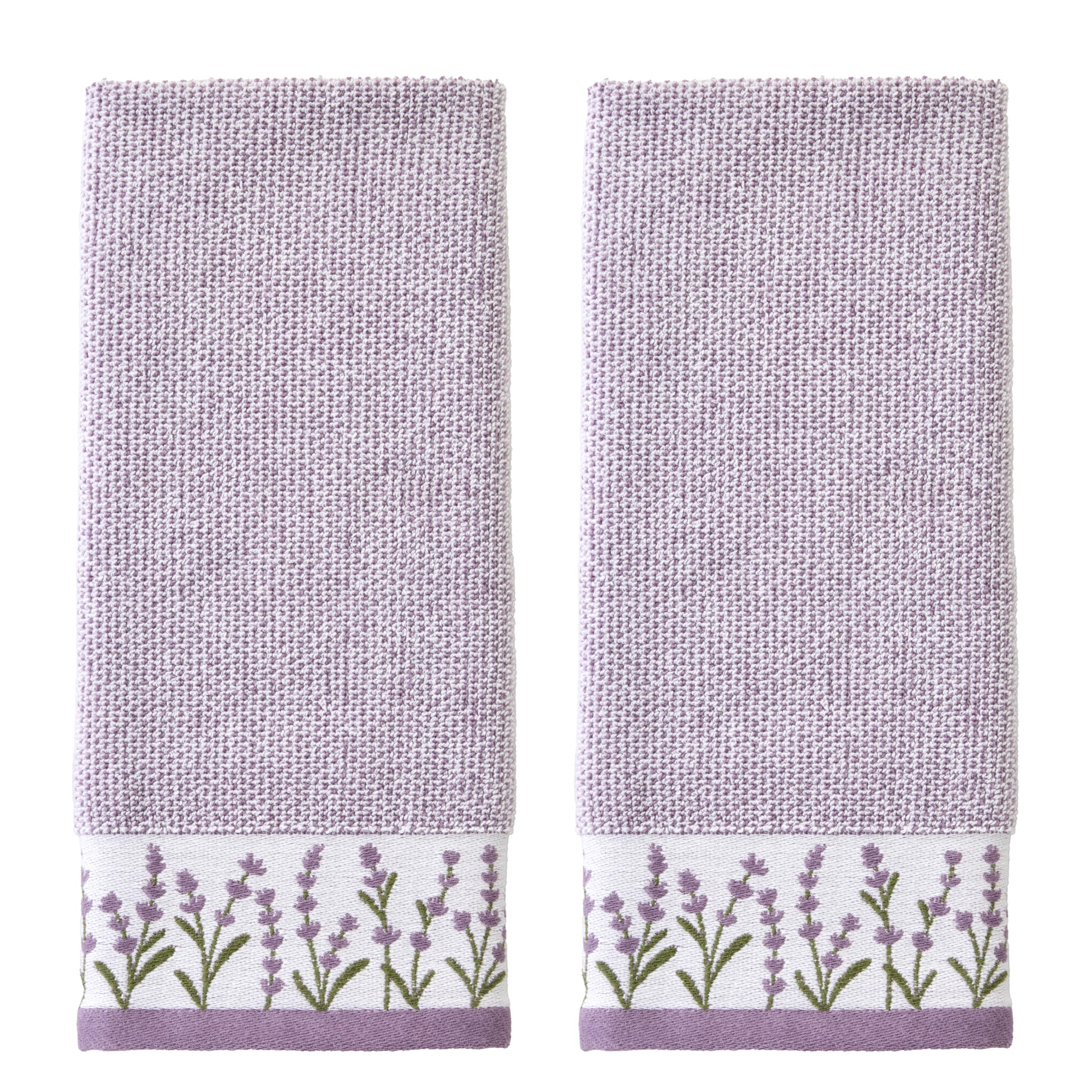 SKL Home Farm Hydrangea 100% Cotton 3D Embroidered 2pc Hand Towel Set, Decorative for Bath/Kitchen/Bar & Gift, Blue