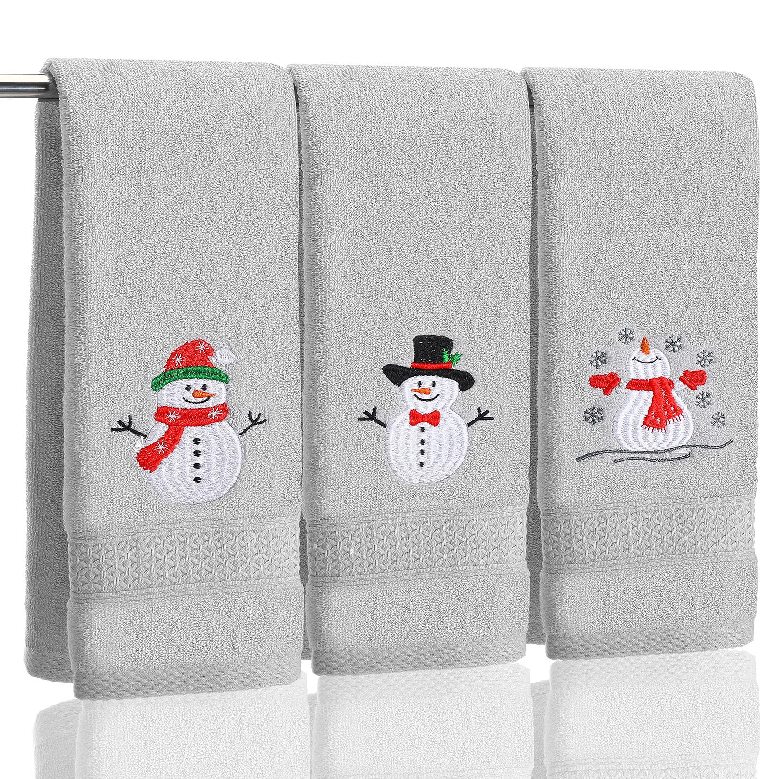 3 Pcs Hand Towels for Bathroom Embroidered Cotton Kitchen Towels 13.3" x 29.5" Decors Gift(White,Spring Flowers)