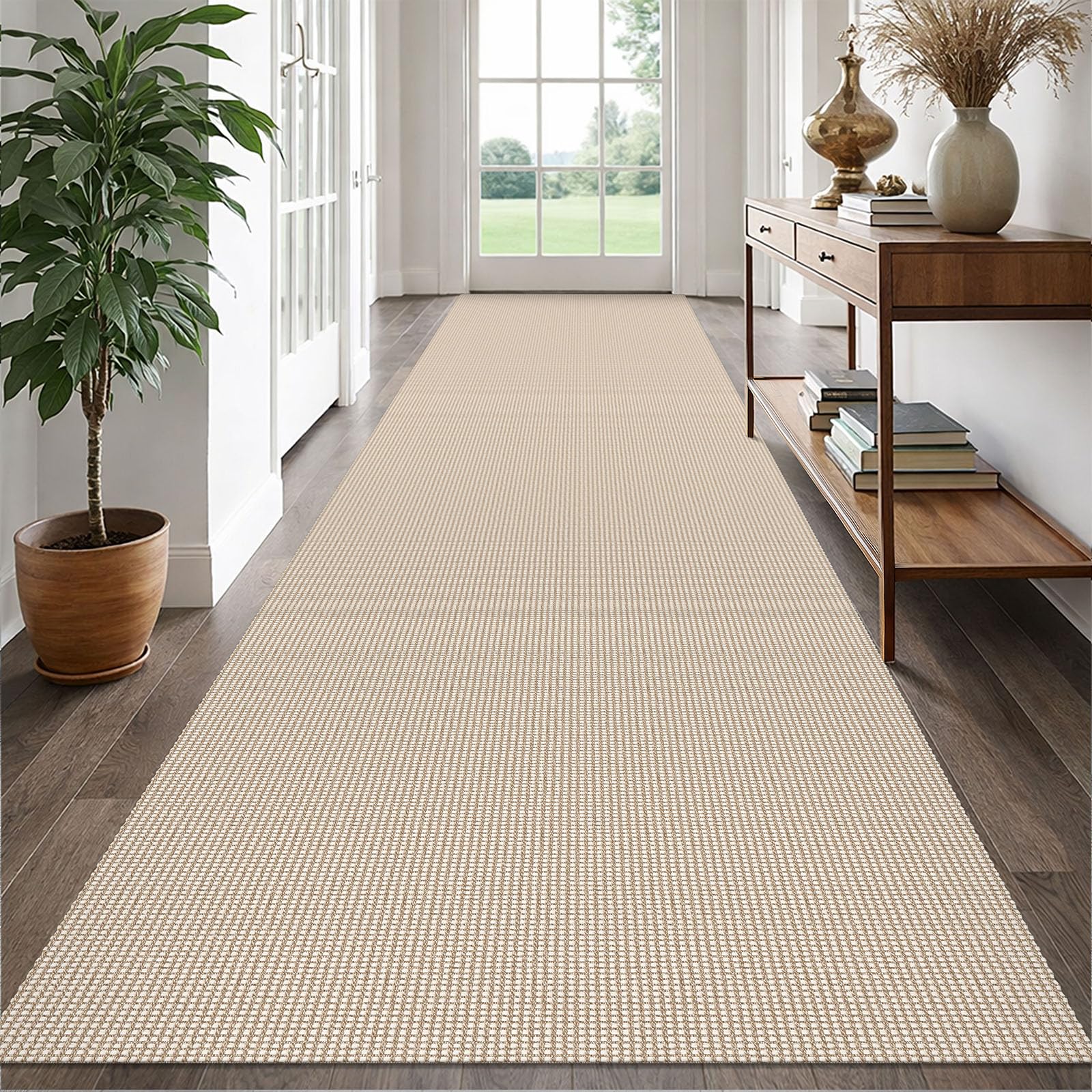 EARTHALL Woven Area Rug 2x3 Ft Washable Rugs for Entryway Braided Non Slip Throw Rugs Door Mat Indoor Outdoor Entrance Small Cotton Woven Carpet for Kitchen Foyer Front Door, Orange/Tan/Brown