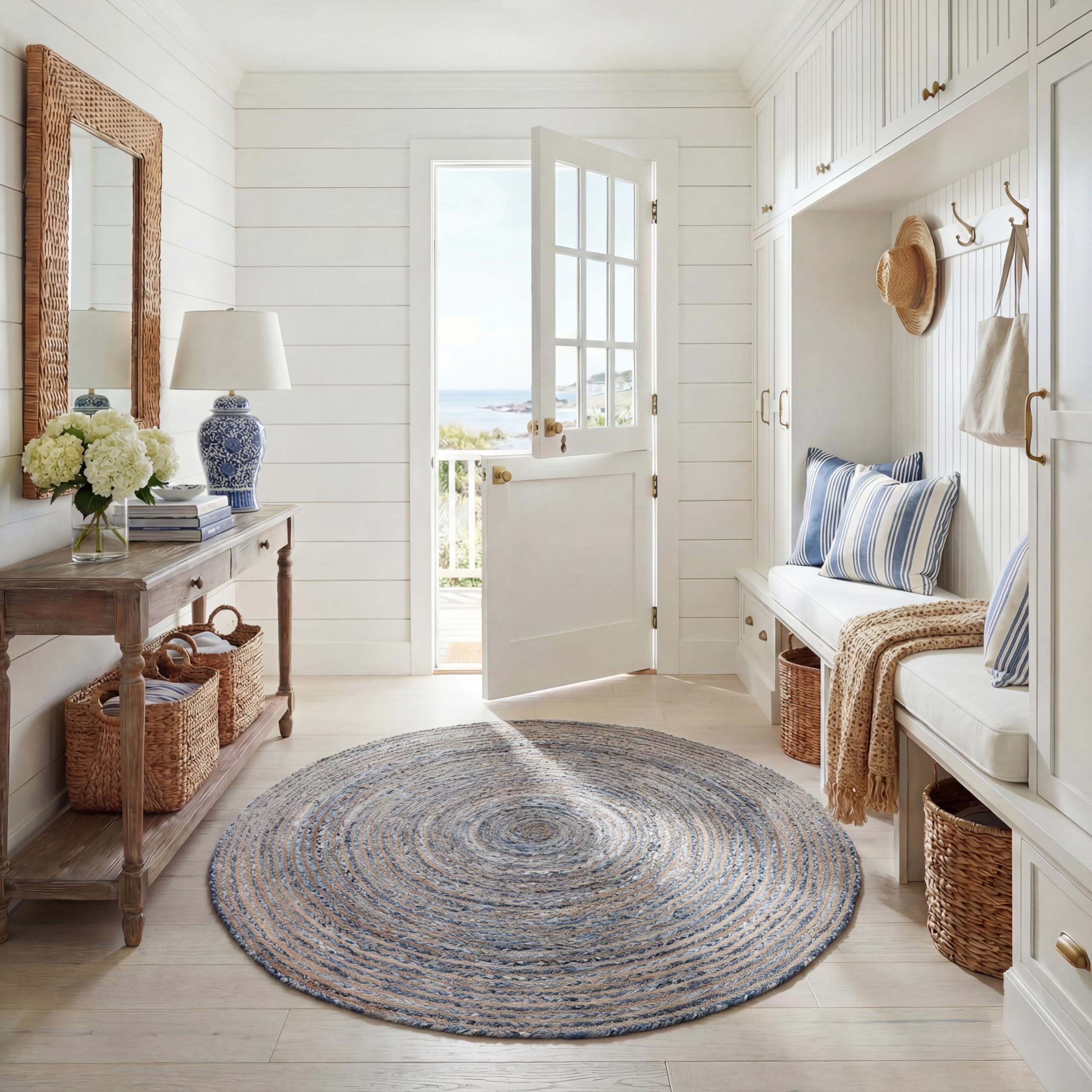SAFAVIEH Area Rug 2x3 - Cape Cod Collection - Beige & Multi, Handmade Jute & Cotton, Woven Braided Design (CAP202B)