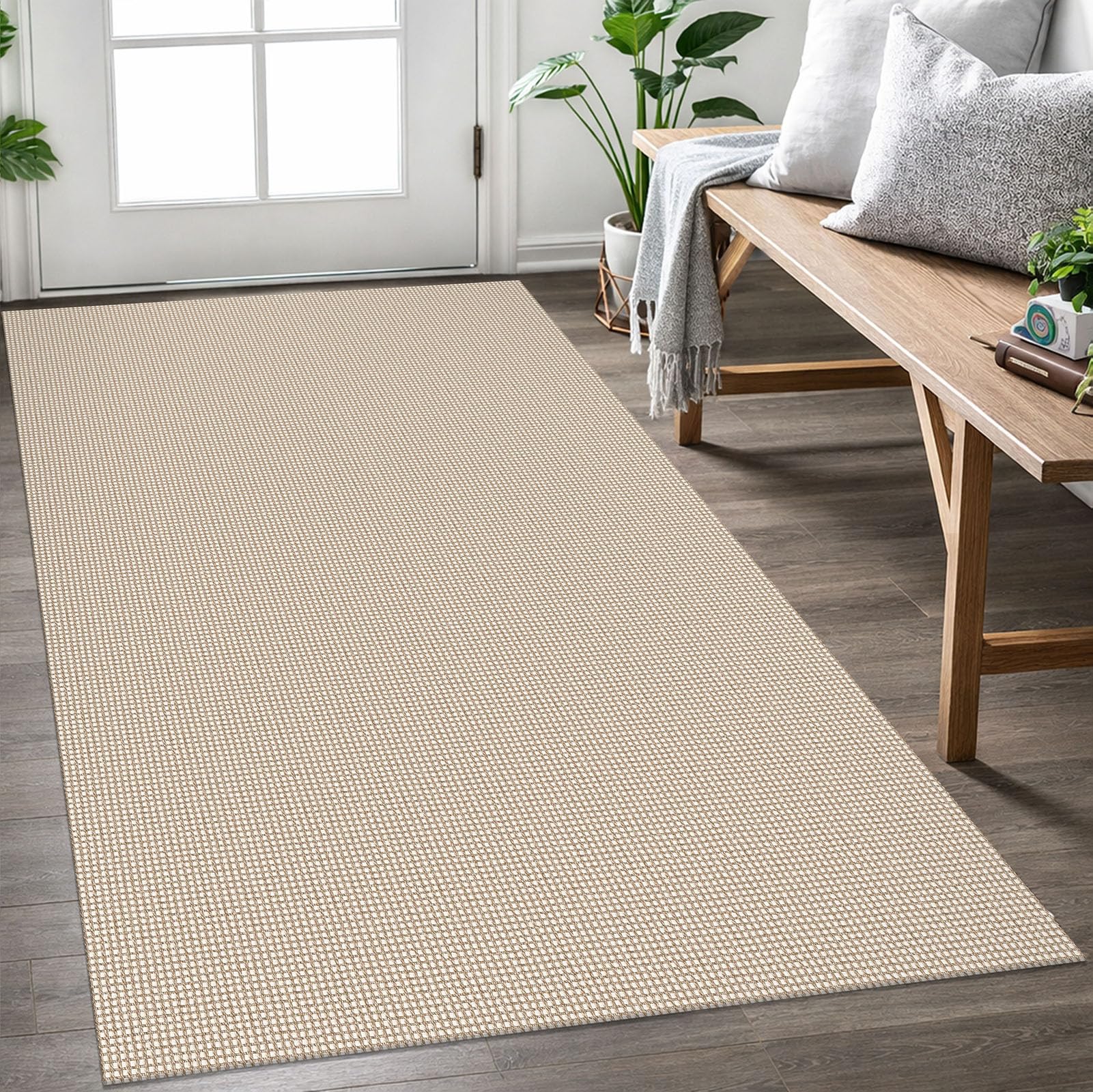 EARTHALL Woven Area Rug 2x3 Ft Washable Rugs for Entryway Braided Non Slip Throw Rugs Door Mat Indoor Outdoor Entrance Small Cotton Woven Carpet for Kitchen Foyer Front Door, Orange/Tan/Brown