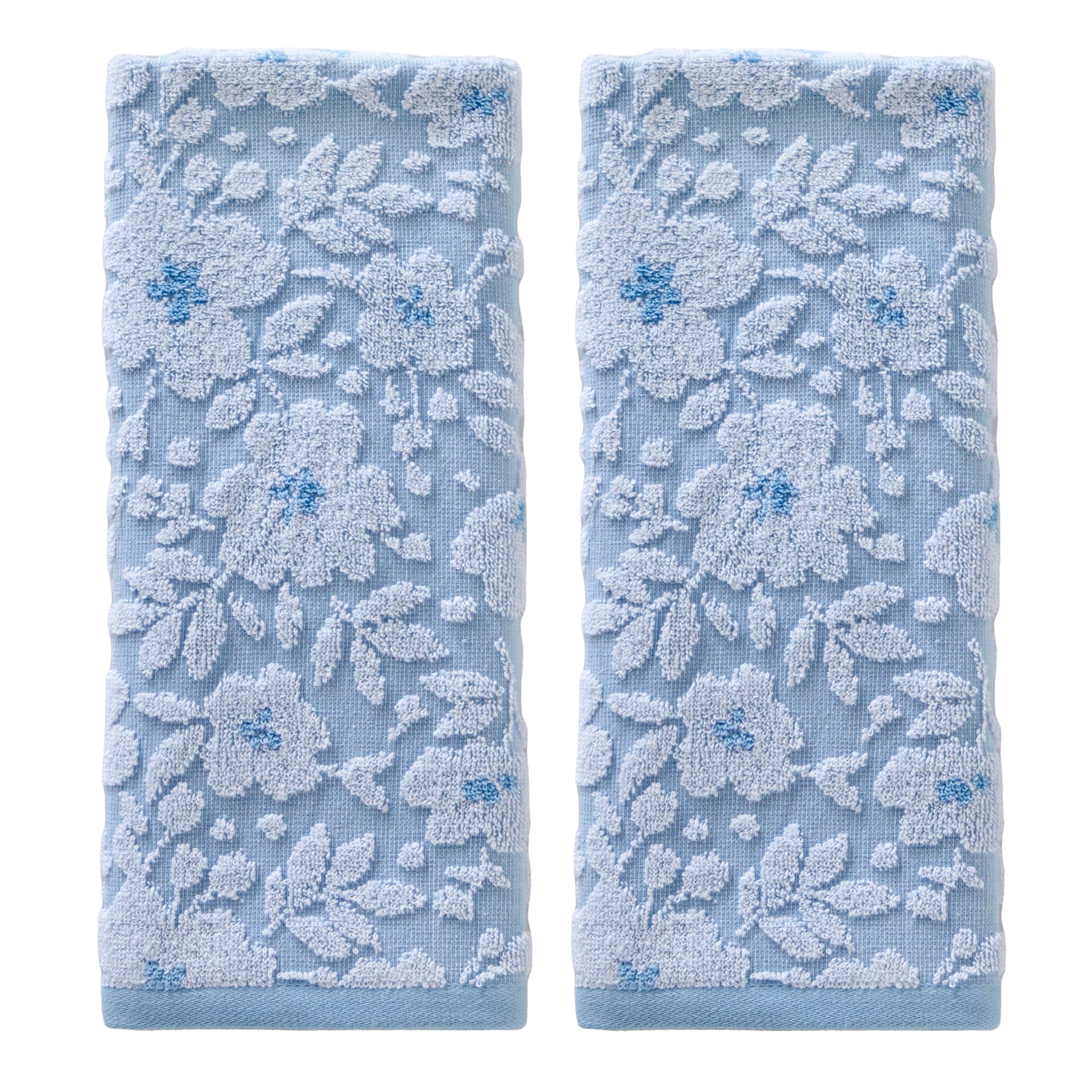 SKL Home Bee Lavender 100% Cotton Embroidered 2pc Hand Towel Set, Decorative for Bath/Kitchen/Bar & Gift, Natural
