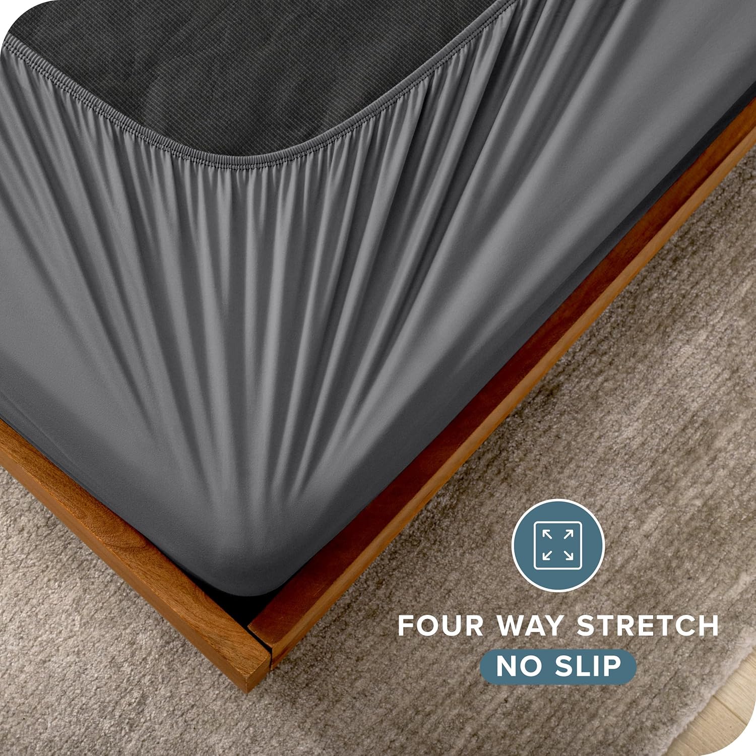 Bare Home Box Spring Cover - Twin - Stretchy Microfiber Decorative Wrap Around Box Spring Cover - Easy Install (Twin, Grey)