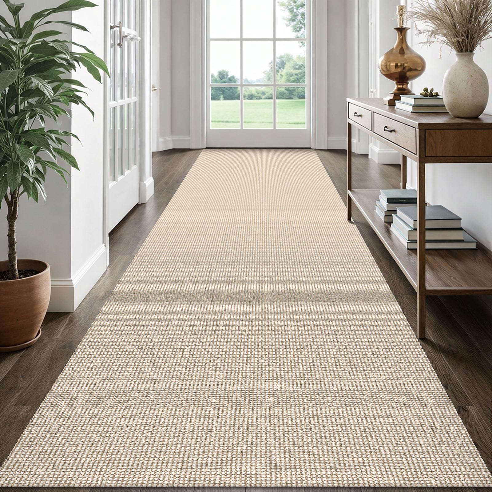 EARTHALL Woven Area Rug 2x3 Ft Washable Rugs for Entryway Braided Non Slip Throw Rugs Door Mat Indoor Outdoor Entrance Small Cotton Woven Carpet for Kitchen Foyer Front Door, Orange/Tan/Brown