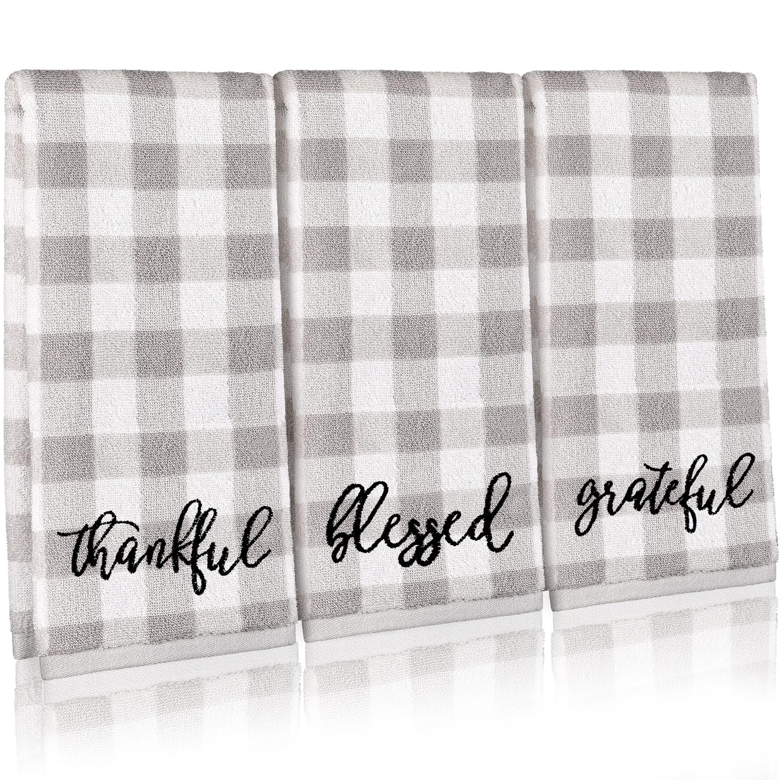 3 Pcs Hand Towels for Bathroom Embroidered Cotton Kitchen Towels 13.3" x 29.5" Decors Gift(White,Spring Flowers)