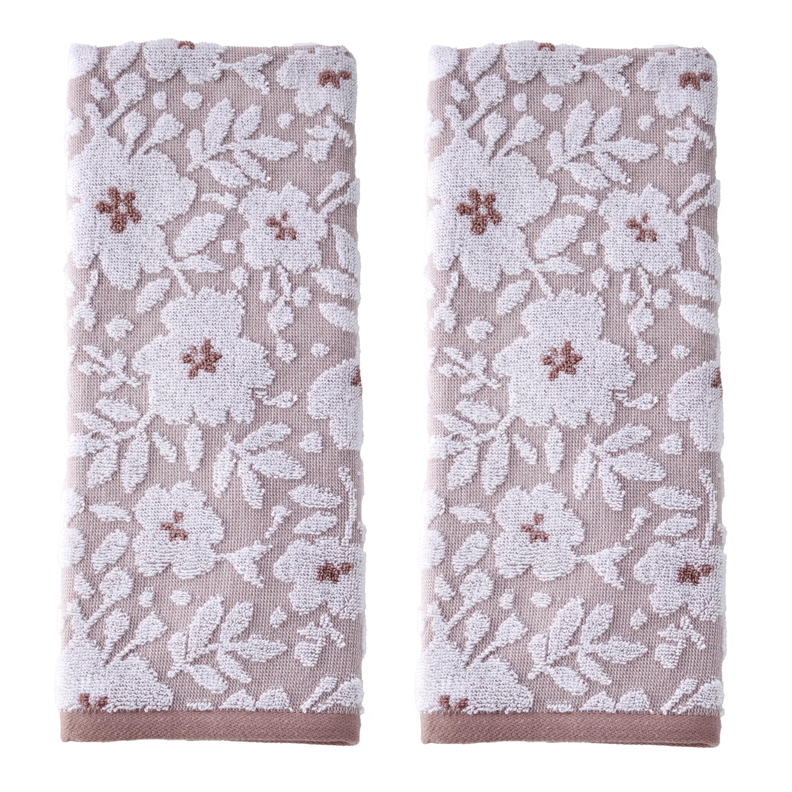 SKL Home Farm Hydrangea 100% Cotton 3D Embroidered 2pc Hand Towel Set, Decorative for Bath/Kitchen/Bar & Gift, Blue