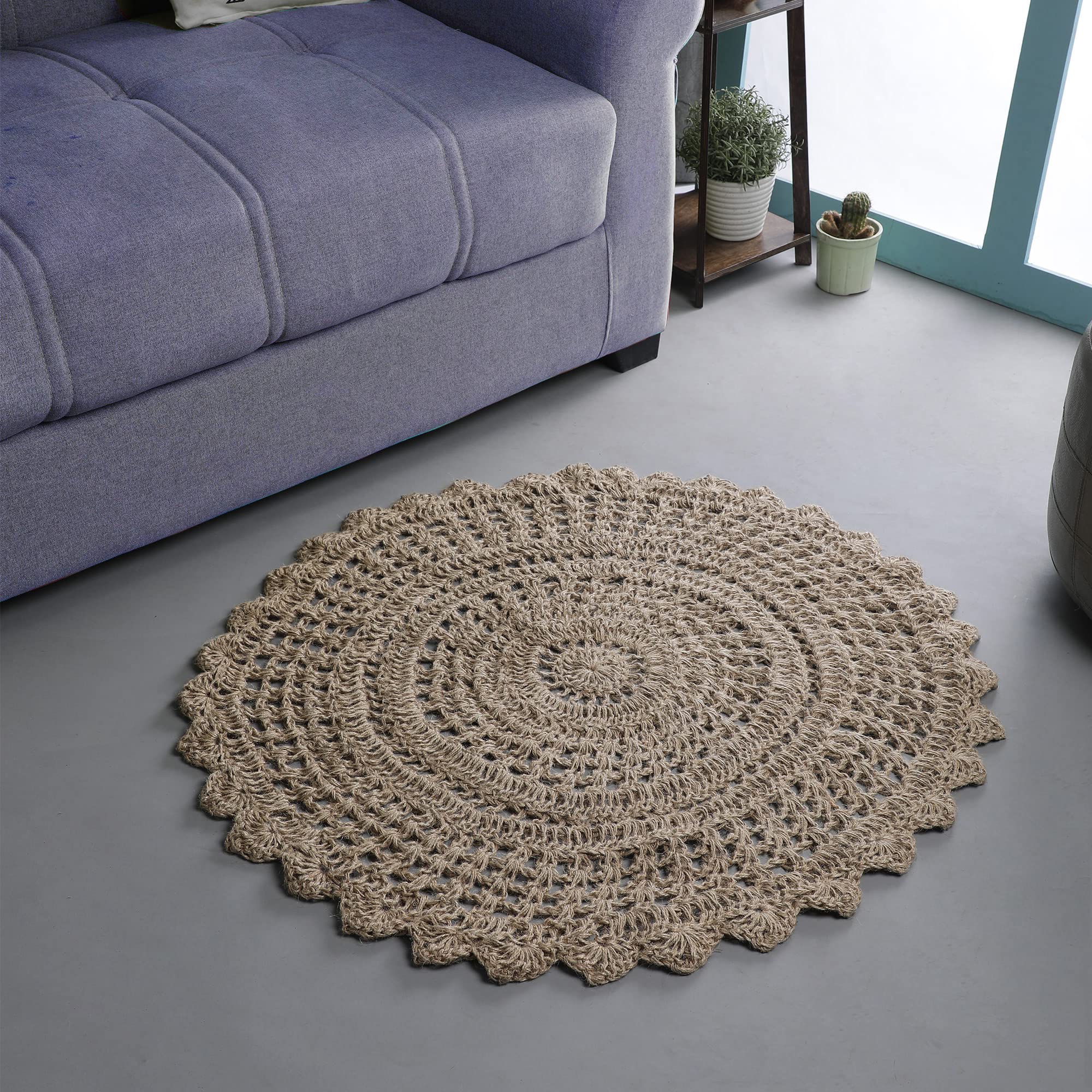 Hausattire Hand Woven Jute Braided Rug, 2'x3' – Natural, Reversible Boho Entry Area Rugs for Kitchen, Living Room I Farmhouse Indoor Outdoor Decorative Floor Rug, 24x36 Inches
