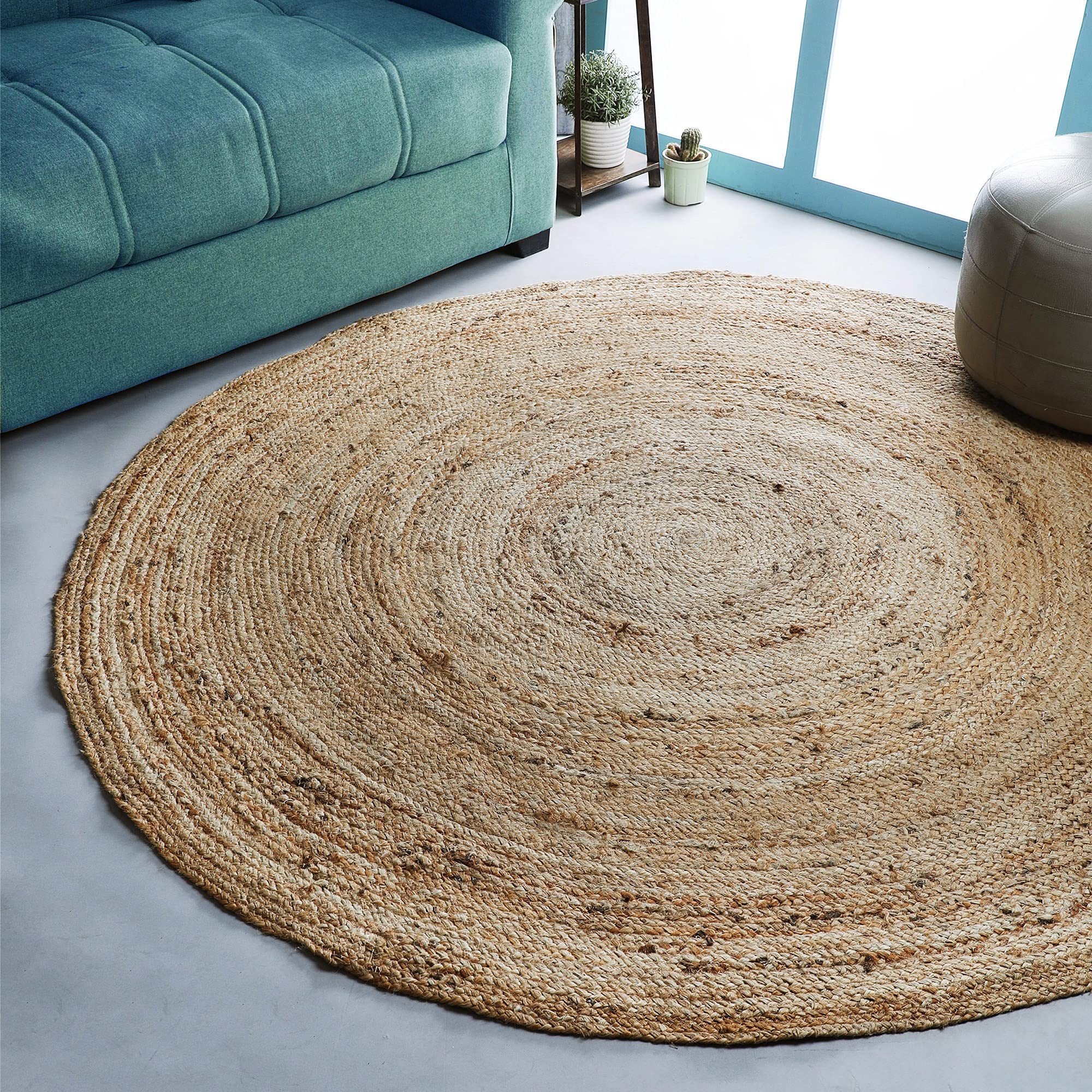 Hausattire Hand Woven Jute Braided Rug, 2'x3' – Natural, Reversible Boho Entry Area Rugs for Kitchen, Living Room I Farmhouse Indoor Outdoor Decorative Floor Rug, 24x36 Inches