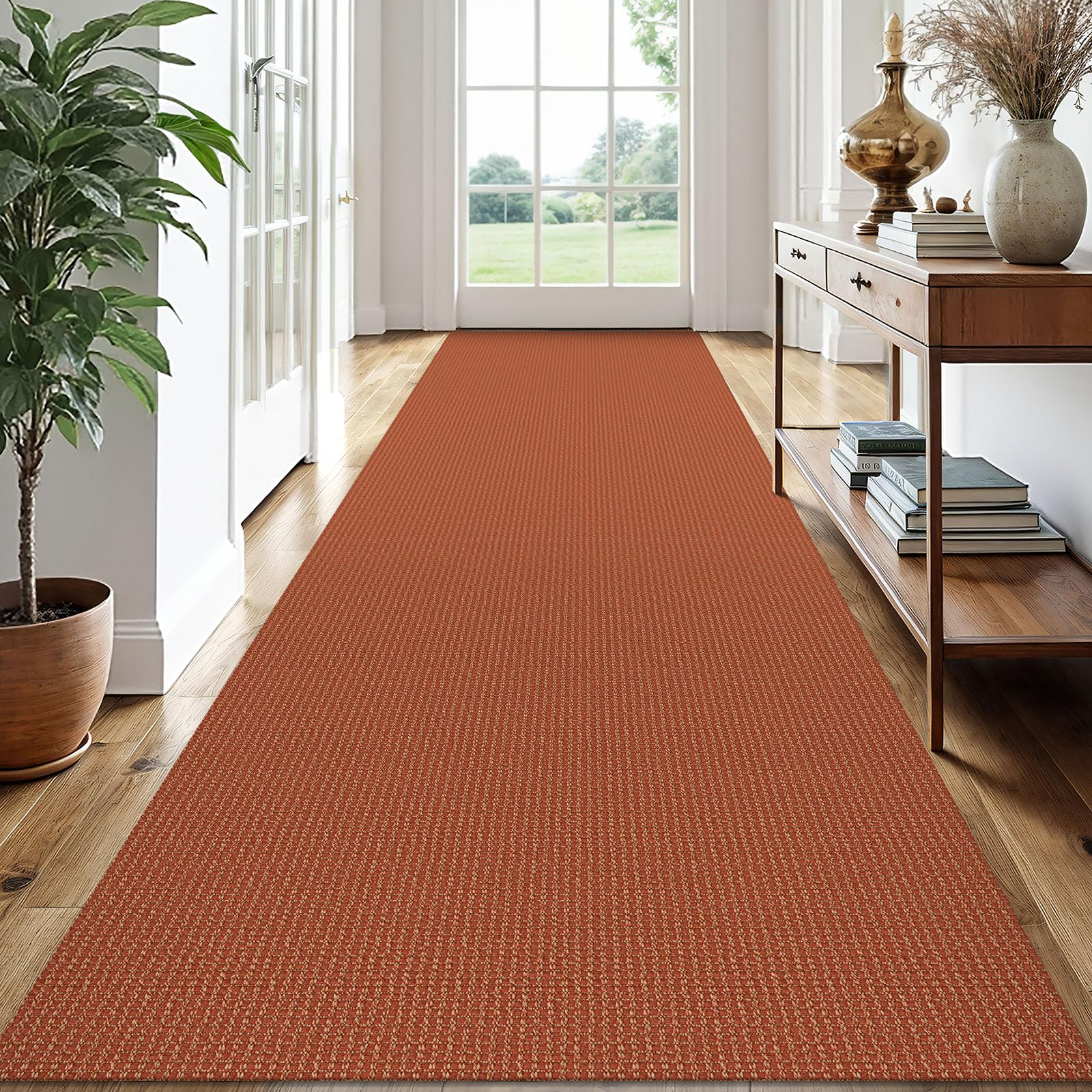 EARTHALL Woven Area Rug 2x3 Ft Washable Rugs for Entryway Braided Non Slip Throw Rugs Door Mat Indoor Outdoor Entrance Small Cotton Woven Carpet for Kitchen Foyer Front Door, Orange/Tan/Brown