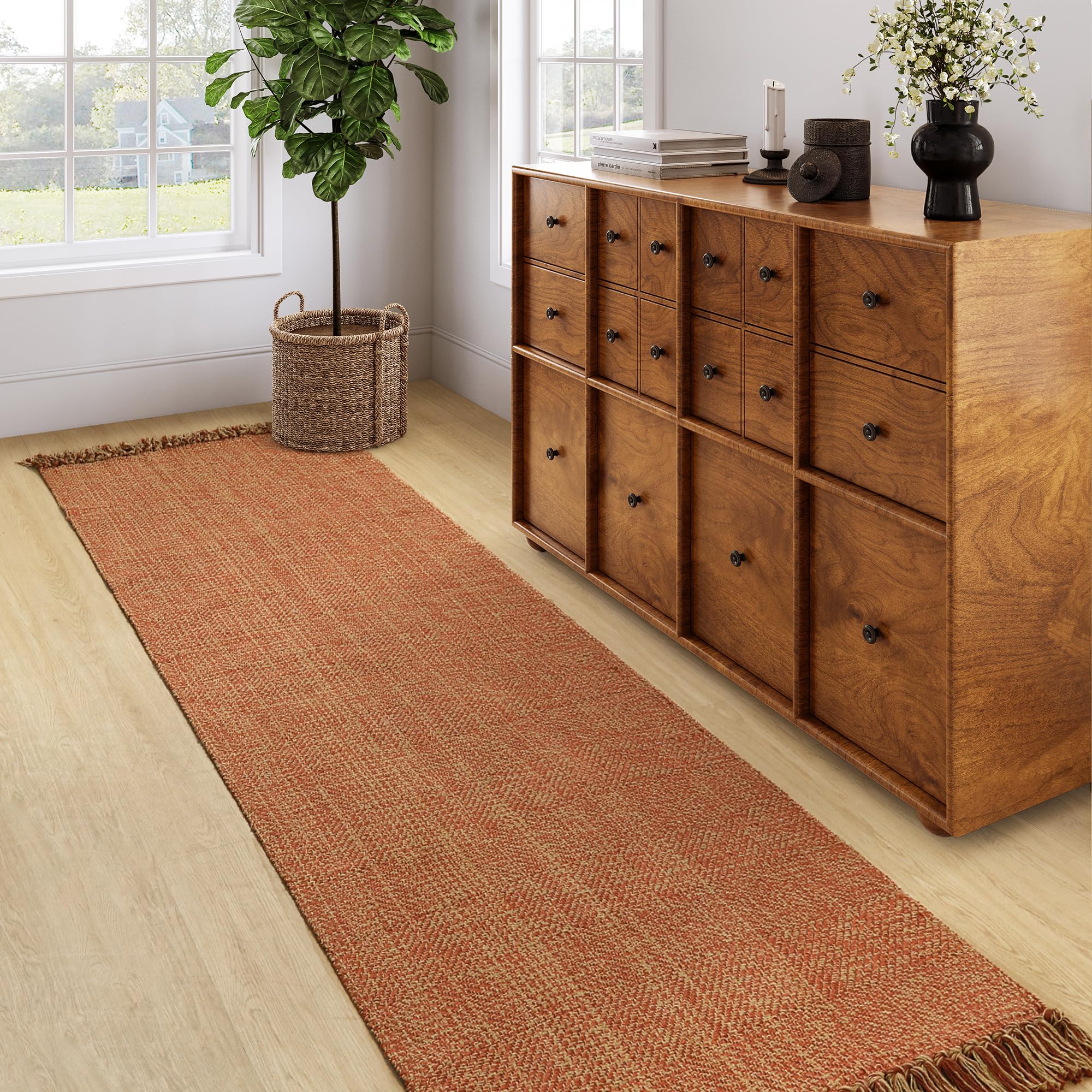 Collive Small Bathroom Rug, 2' x 3' Hand-Woven Low Profile Front Entryway Rug, Olive Green/Cream Cotton Reversible Washable Kitchen Mat Modern Farmhouse Carpet for Foyer Bedroom Back Door Decor