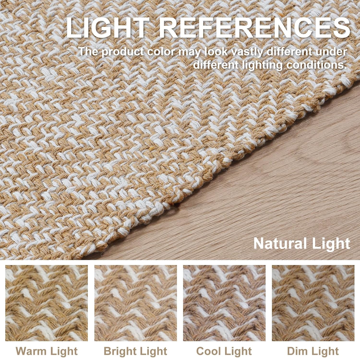 Collive Washable Area Rug 3' x 5', Modern Woven Kitchen Rugs, Tan/Cream Braided Cotton Rug Indoor Door Mat Throw Carpet for Entryway Living Room Nursery Mudroom Laundry Room