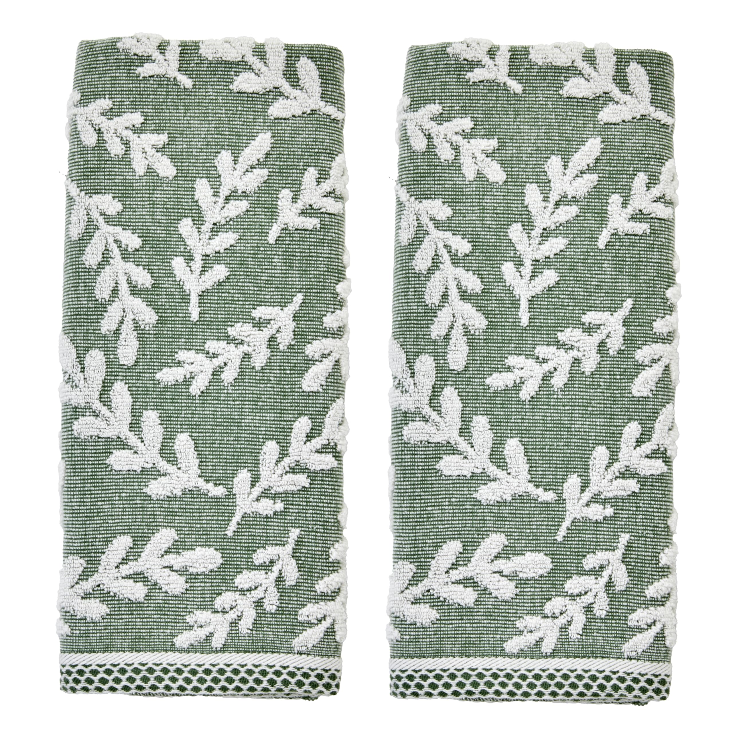 SKL Home Farm Hydrangea 100% Cotton 3D Embroidered 2pc Hand Towel Set, Decorative for Bath/Kitchen/Bar & Gift, Blue