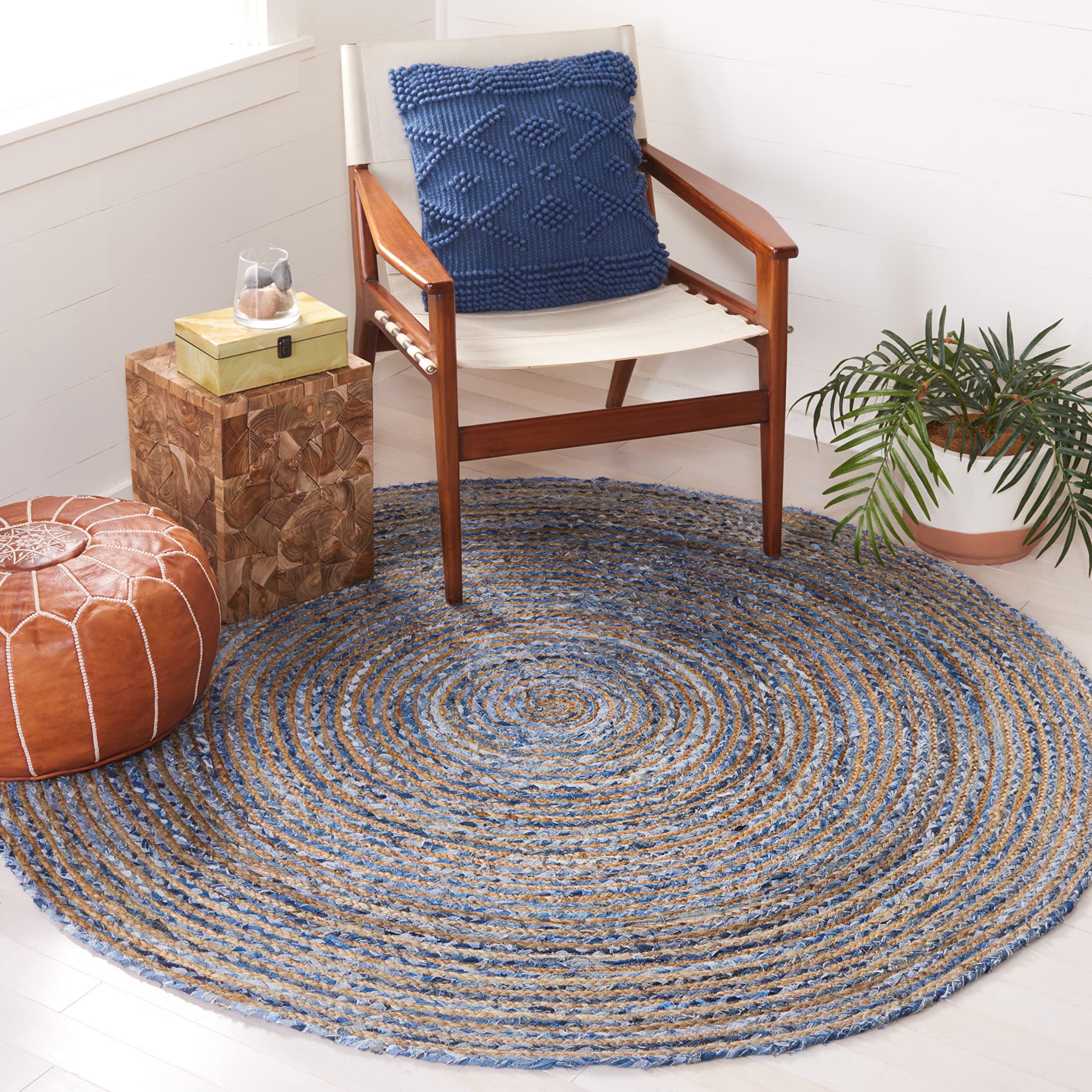 SAFAVIEH Area Rug 2x3 - Cape Cod Collection - Beige & Multi, Handmade Jute & Cotton, Woven Braided Design (CAP202B)