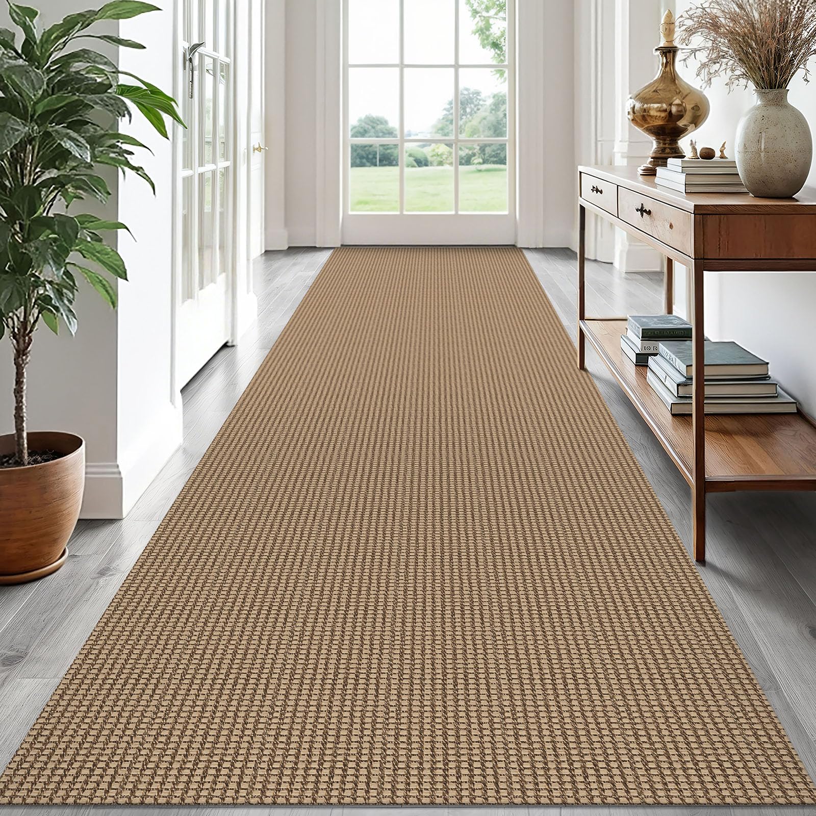 EARTHALL Woven Area Rug 2x3 Ft Washable Rugs for Entryway Braided Non Slip Throw Rugs Door Mat Indoor Outdoor Entrance Small Cotton Woven Carpet for Kitchen Foyer Front Door, Orange/Tan/Brown