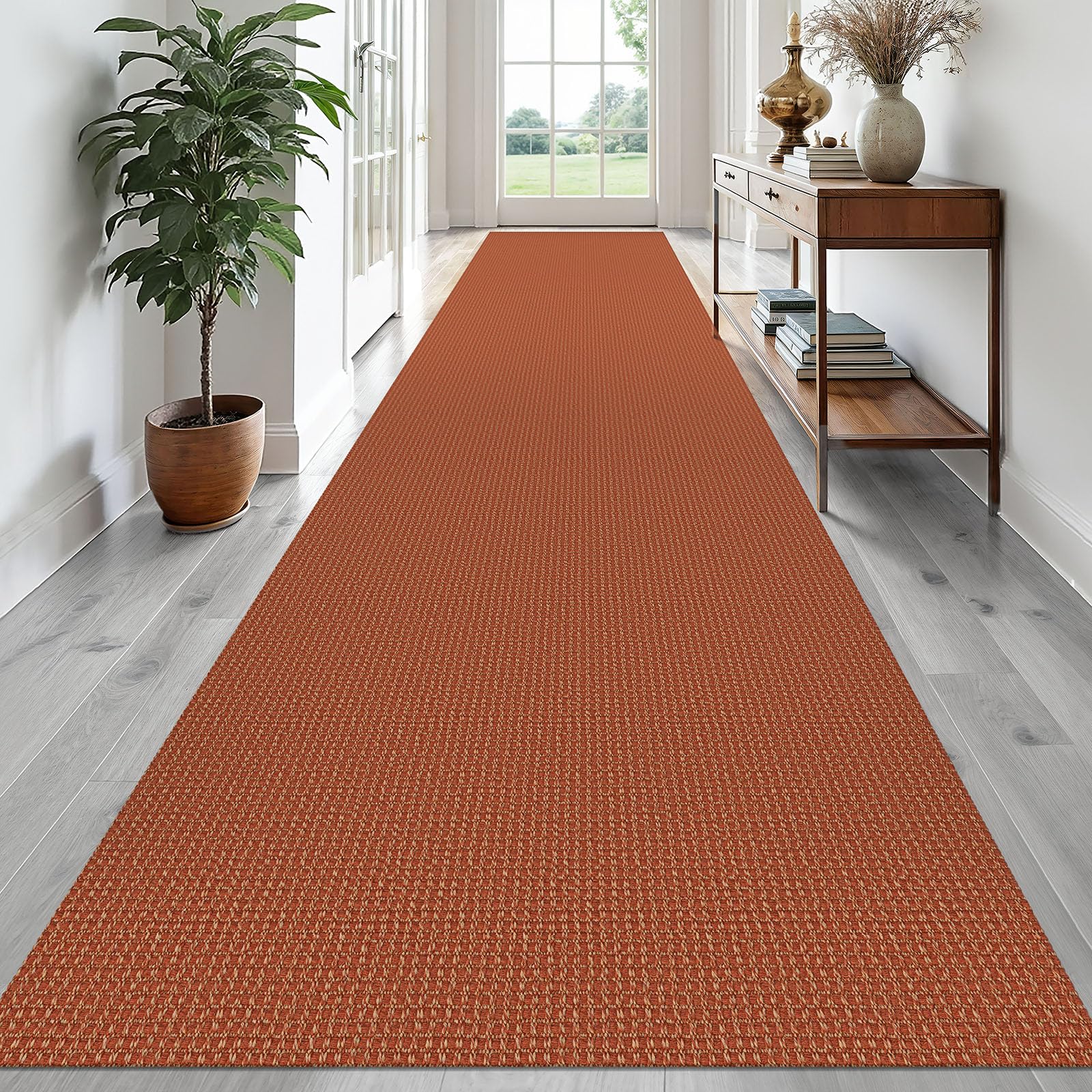 EARTHALL Woven Area Rug 2x3 Ft Washable Rugs for Entryway Braided Non Slip Throw Rugs Door Mat Indoor Outdoor Entrance Small Cotton Woven Carpet for Kitchen Foyer Front Door, Orange/Tan/Brown