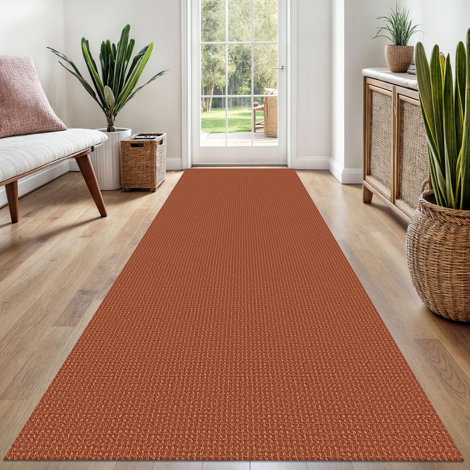 EARTHALL Woven Area Rug 2x3 Ft Washable Rugs for Entryway Braided Non Slip Throw Rugs Door Mat Indoor Outdoor Entrance Small Cotton Woven Carpet for Kitchen Foyer Front Door, Orange/Tan/Brown