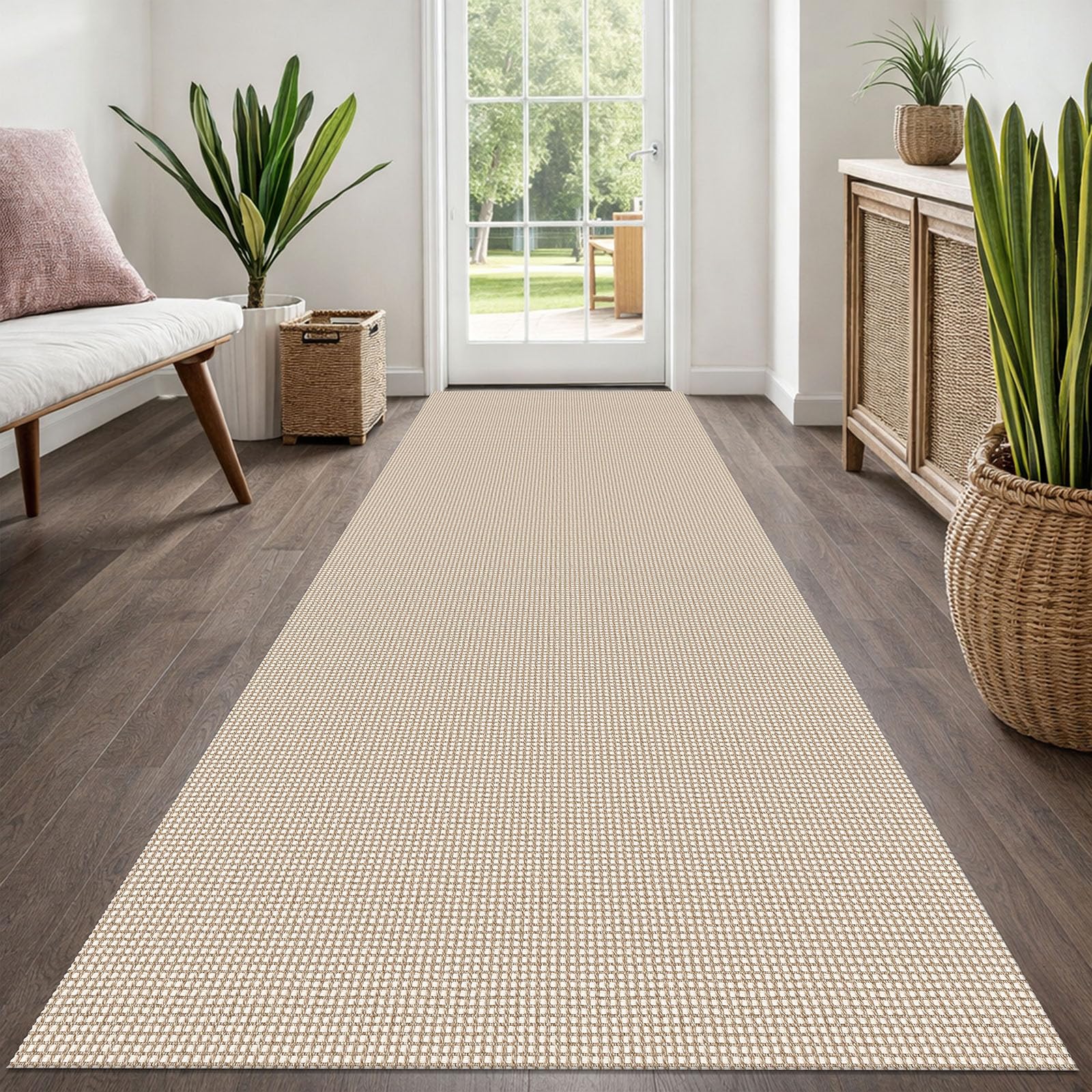 EARTHALL Woven Area Rug 2x3 Ft Washable Rugs for Entryway Braided Non Slip Throw Rugs Door Mat Indoor Outdoor Entrance Small Cotton Woven Carpet for Kitchen Foyer Front Door, Orange/Tan/Brown