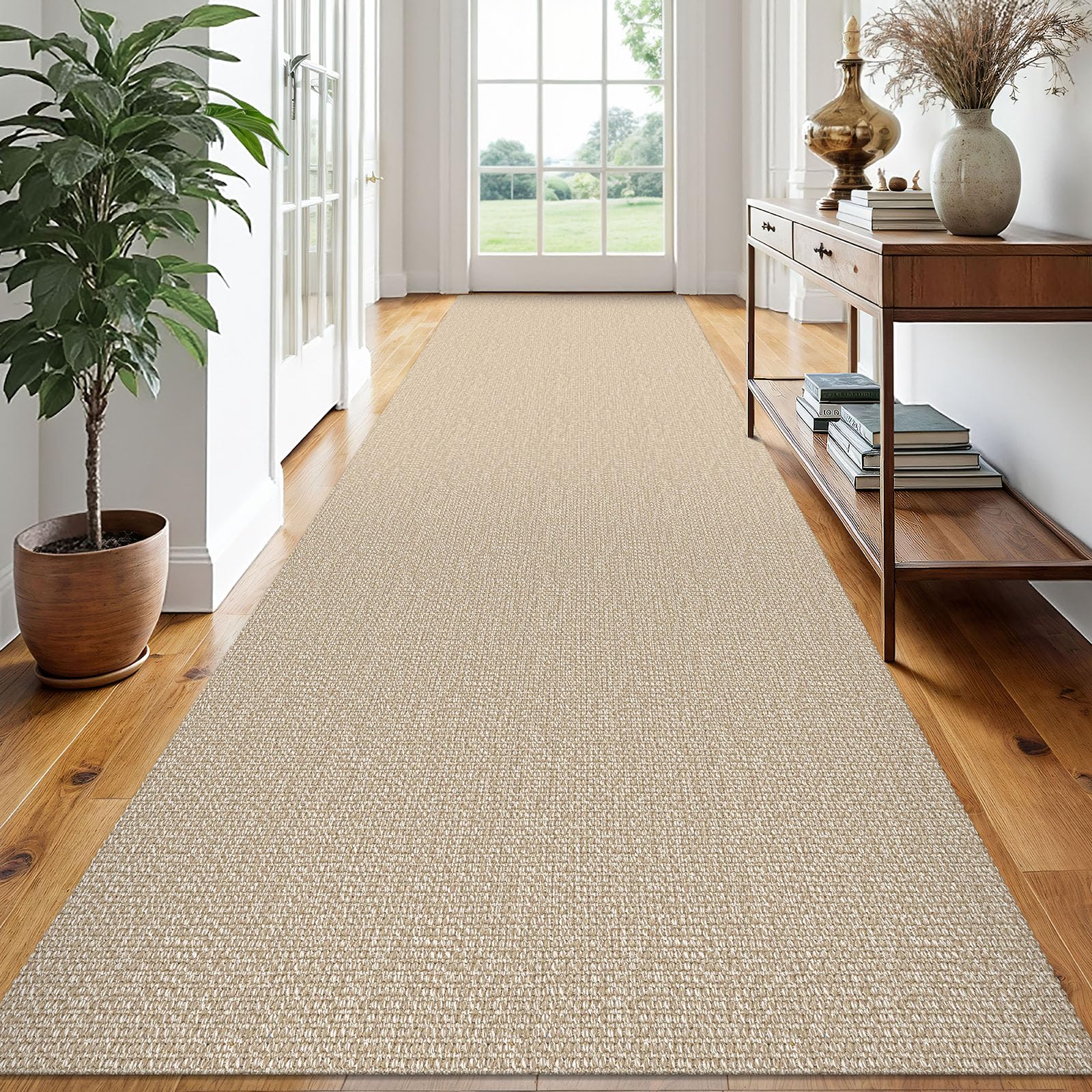 EARTHALL Small Area Rug 2x3 Ft Washable Rugs for Entryway Non Slip Braided Throw Rugs with Rubber Backing Door Mat Indoor Outdoor Entrance Cotton Woven Carpet for Kitchen Foyer Front Door, Khaki/Beige