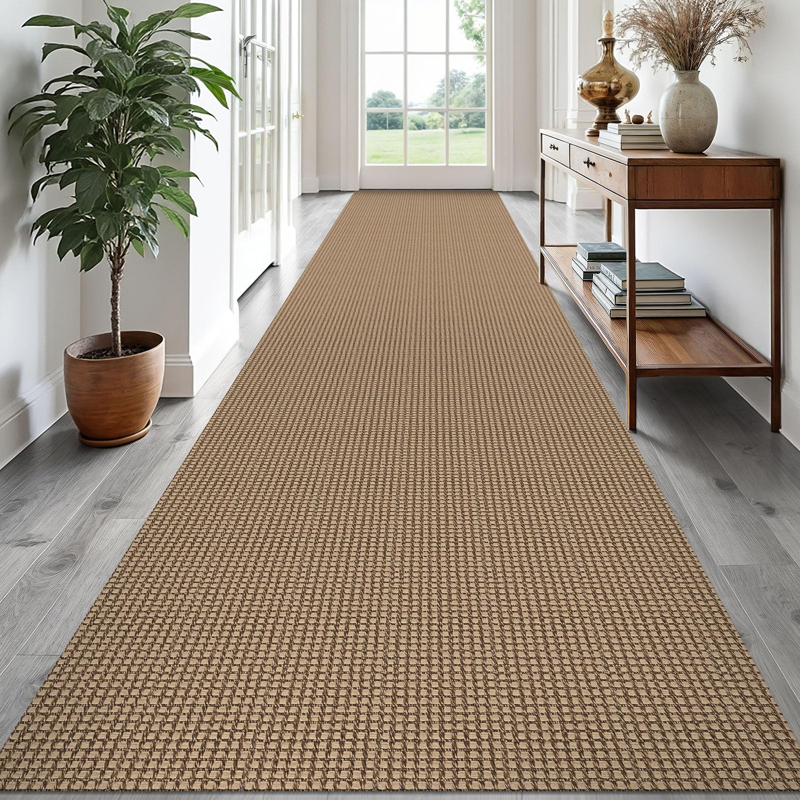 EARTHALL Woven Area Rug 2x3 Ft Washable Rugs for Entryway Braided Non Slip Throw Rugs Door Mat Indoor Outdoor Entrance Small Cotton Woven Carpet for Kitchen Foyer Front Door, Orange/Tan/Brown