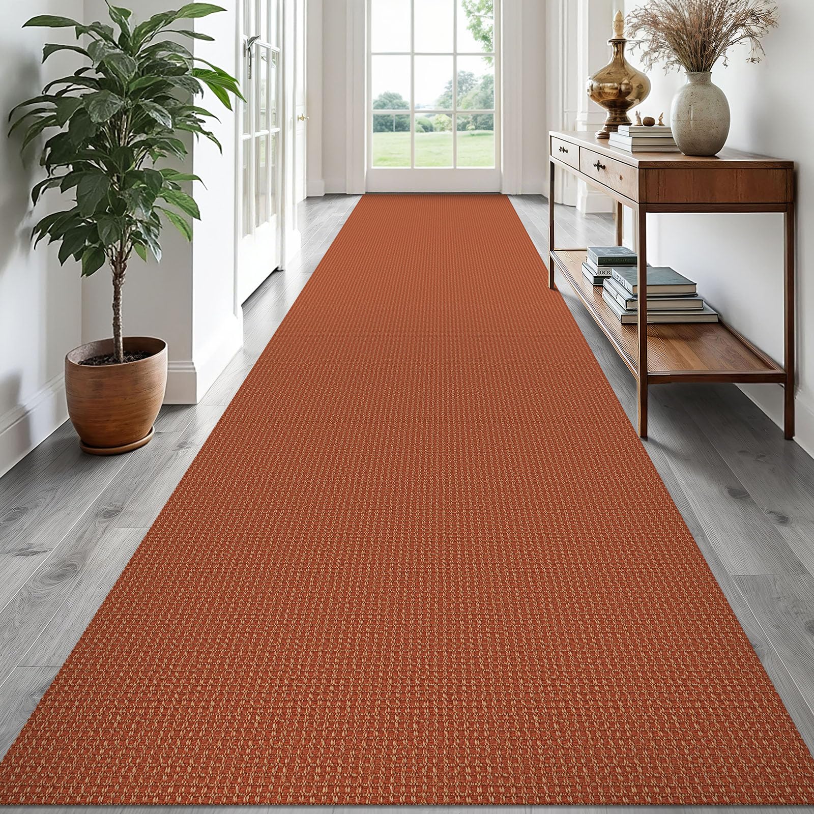 EARTHALL Woven Area Rug 2x3 Ft Washable Rugs for Entryway Braided Non Slip Throw Rugs Door Mat Indoor Outdoor Entrance Small Cotton Woven Carpet for Kitchen Foyer Front Door, Orange/Tan/Brown