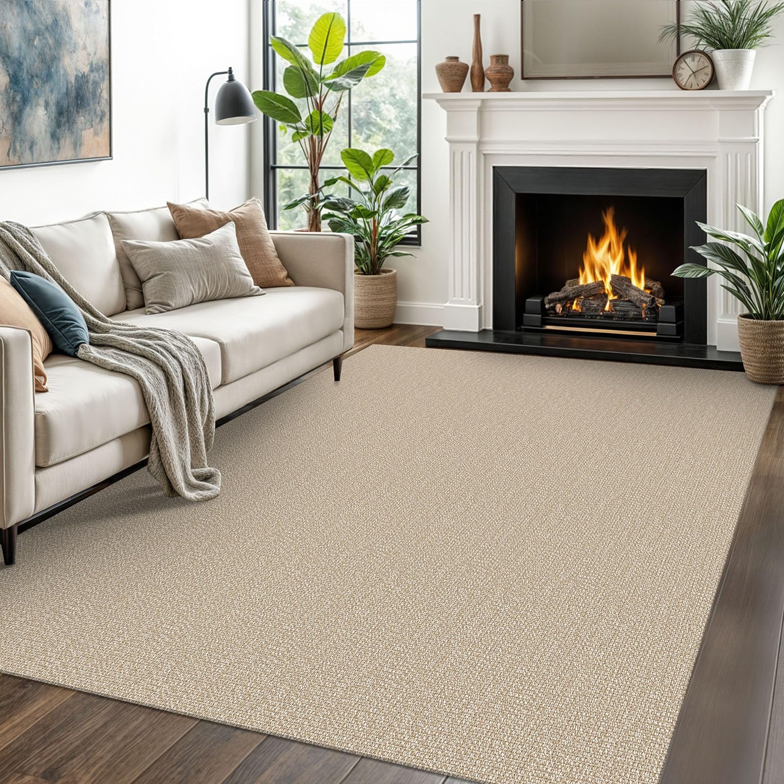 EARTHALL Small Area Rug 2x3 Ft Washable Rugs for Entryway Non Slip Braided Throw Rugs with Rubber Backing Door Mat Indoor Outdoor Entrance Cotton Woven Carpet for Kitchen Foyer Front Door, Khaki/Beige