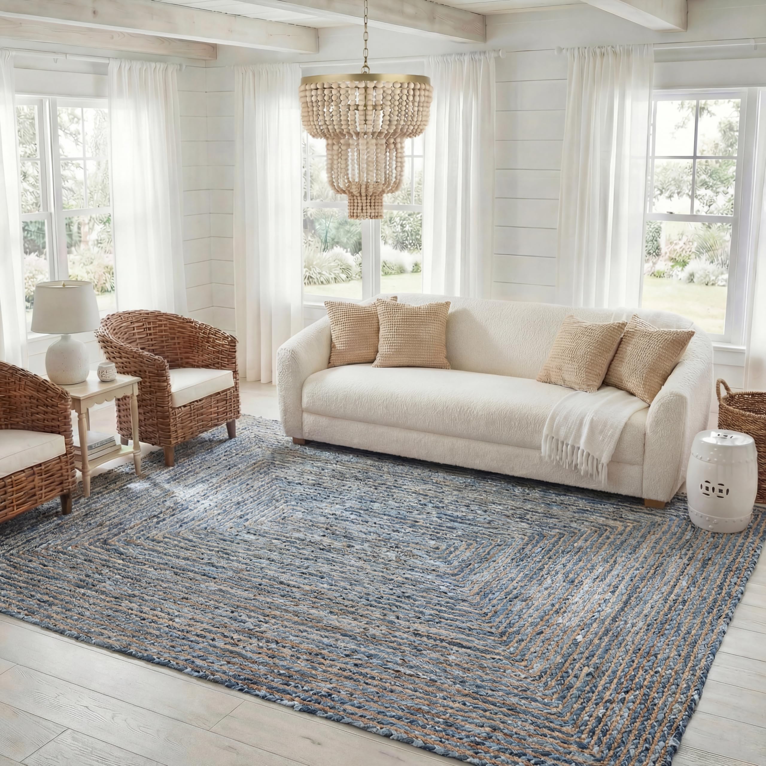 SAFAVIEH Area Rug 2x3 - Cape Cod Collection - Beige & Multi, Handmade Jute & Cotton, Woven Braided Design (CAP202B)