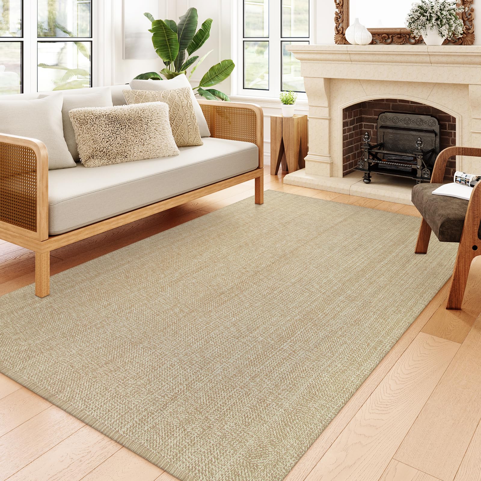 Collive Small Bathroom Rug, 2' x 3' Hand-Woven Low Profile Front Entryway Rug, Olive Green/Cream Cotton Reversible Washable Kitchen Mat Modern Farmhouse Carpet for Foyer Bedroom Back Door Decor