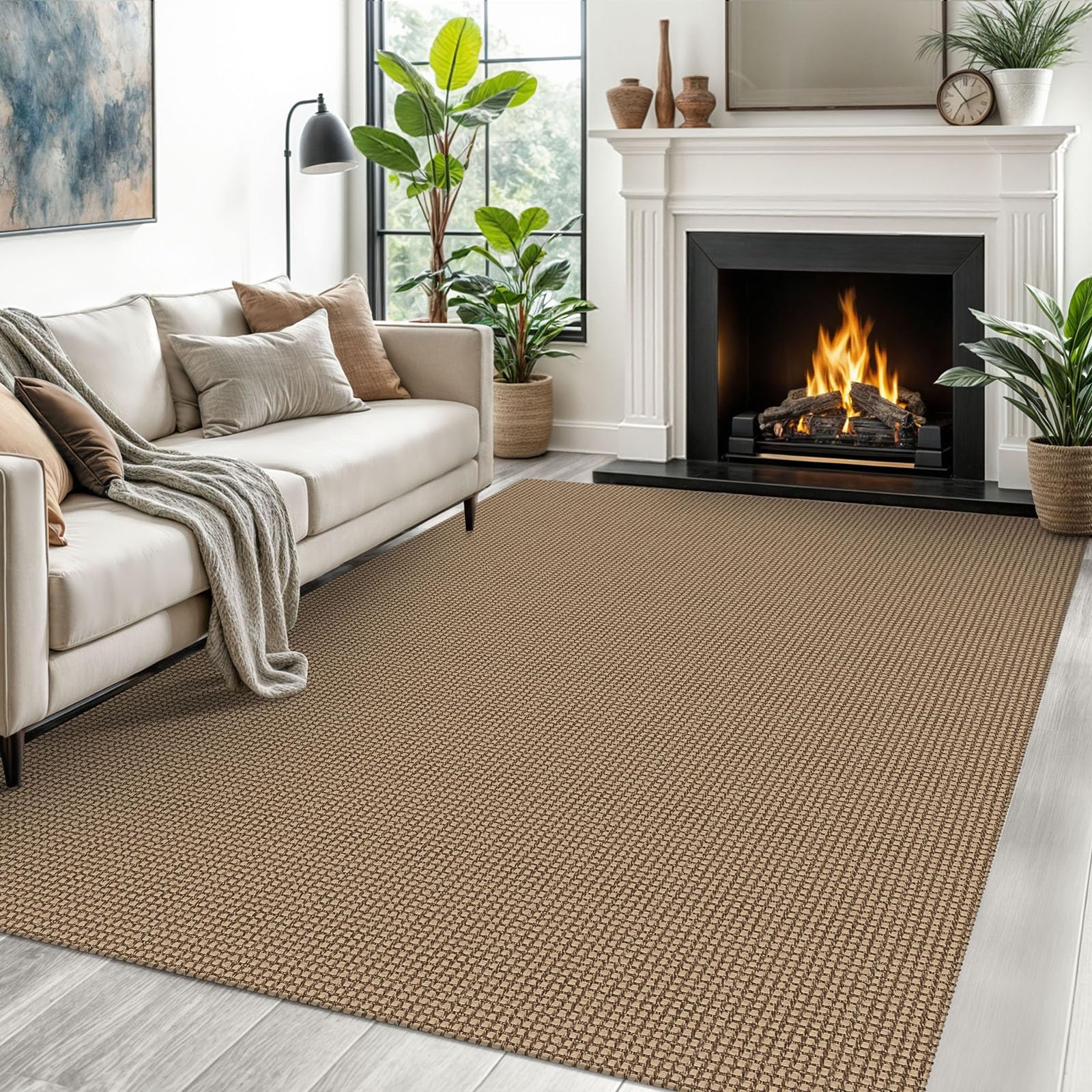 EARTHALL Woven Area Rug 2x3 Ft Washable Rugs for Entryway Braided Non Slip Throw Rugs Door Mat Indoor Outdoor Entrance Small Cotton Woven Carpet for Kitchen Foyer Front Door, Orange/Tan/Brown