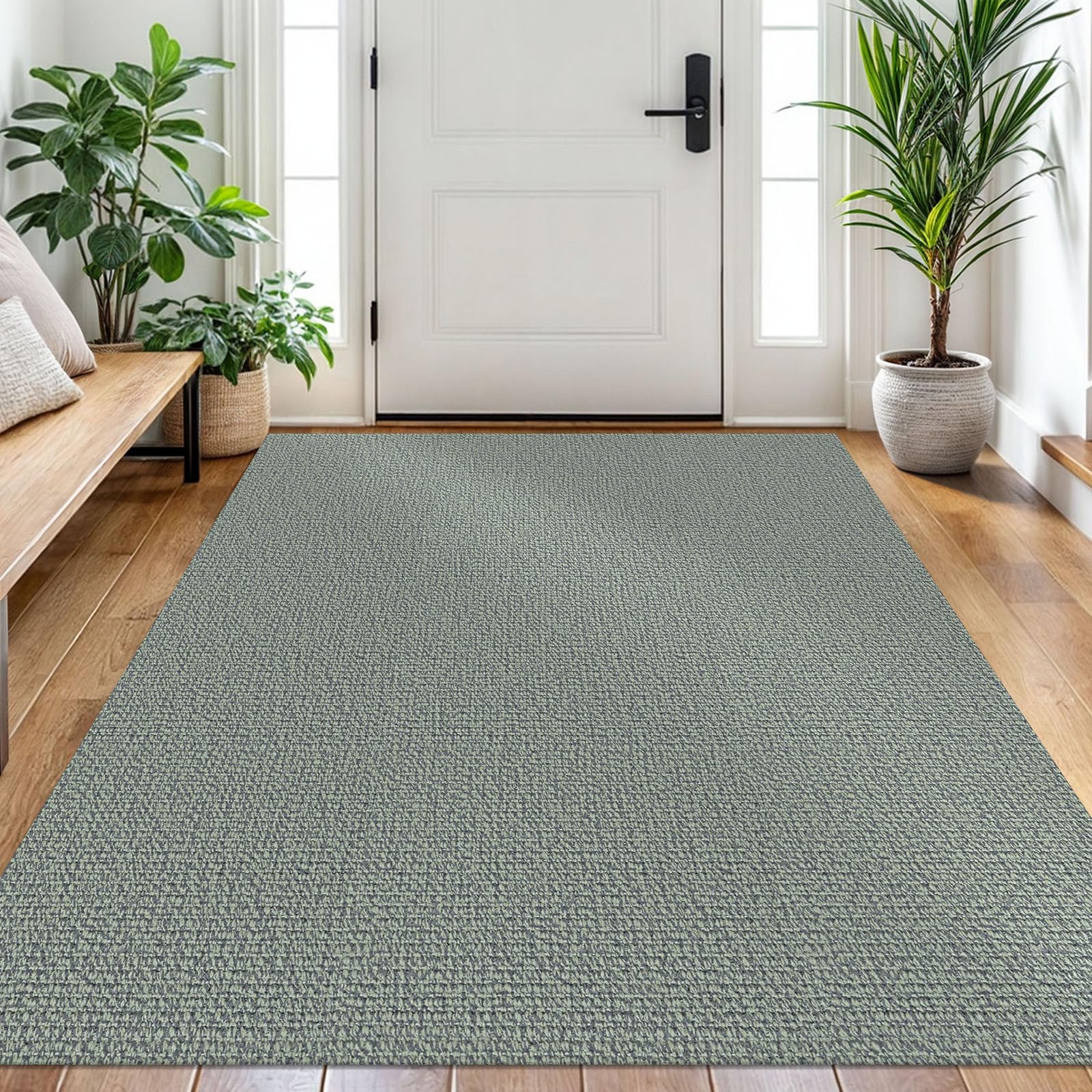 EARTHALL Small Area Rug 2x3 Ft Washable Rugs for Entryway Non Slip Braided Throw Rugs with Rubber Backing Door Mat Indoor Outdoor Entrance Cotton Woven Carpet for Kitchen Foyer Front Door, Khaki/Beige