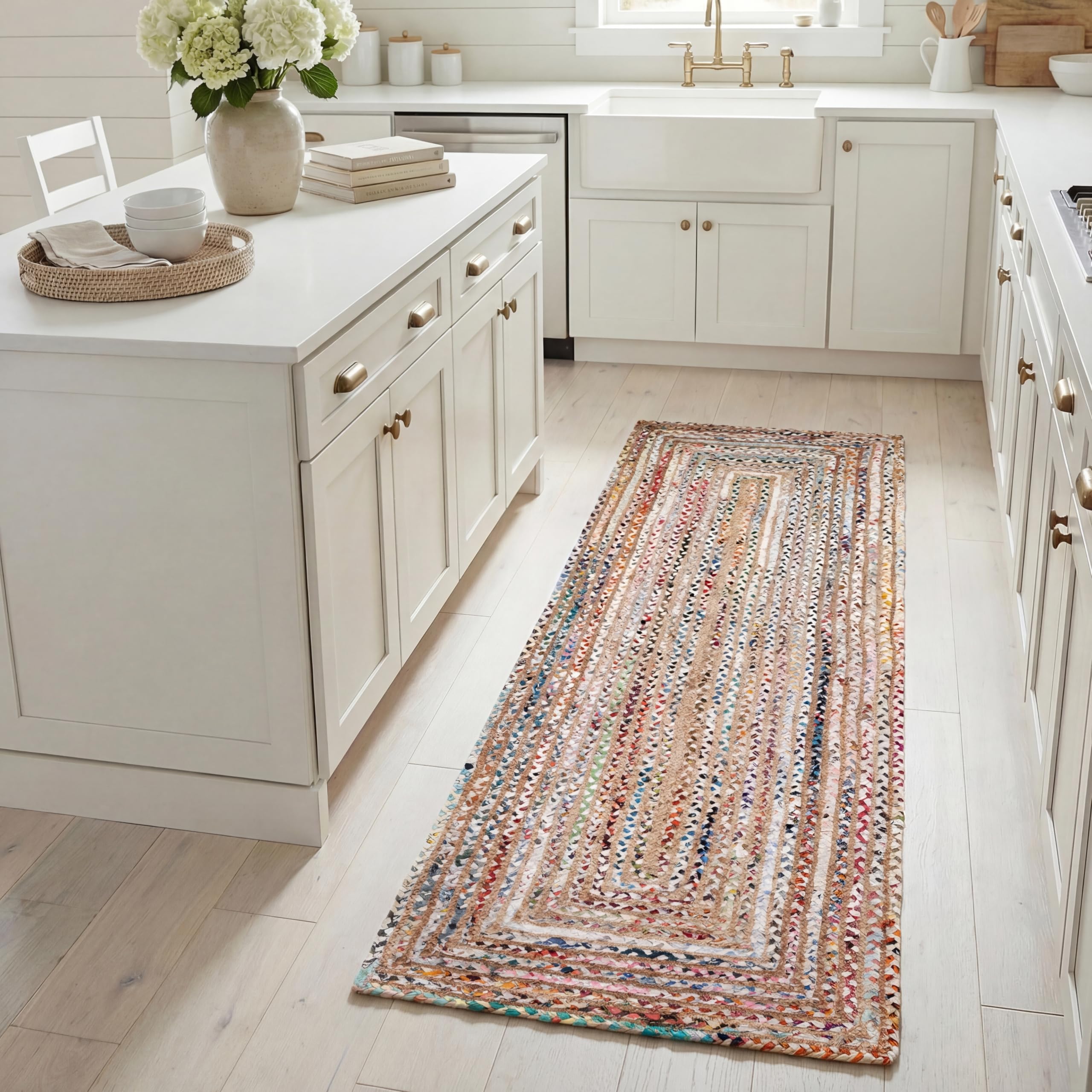 SAFAVIEH Area Rug 2x3 - Cape Cod Collection - Beige & Multi, Handmade Jute & Cotton, Woven Braided Design (CAP202B)
