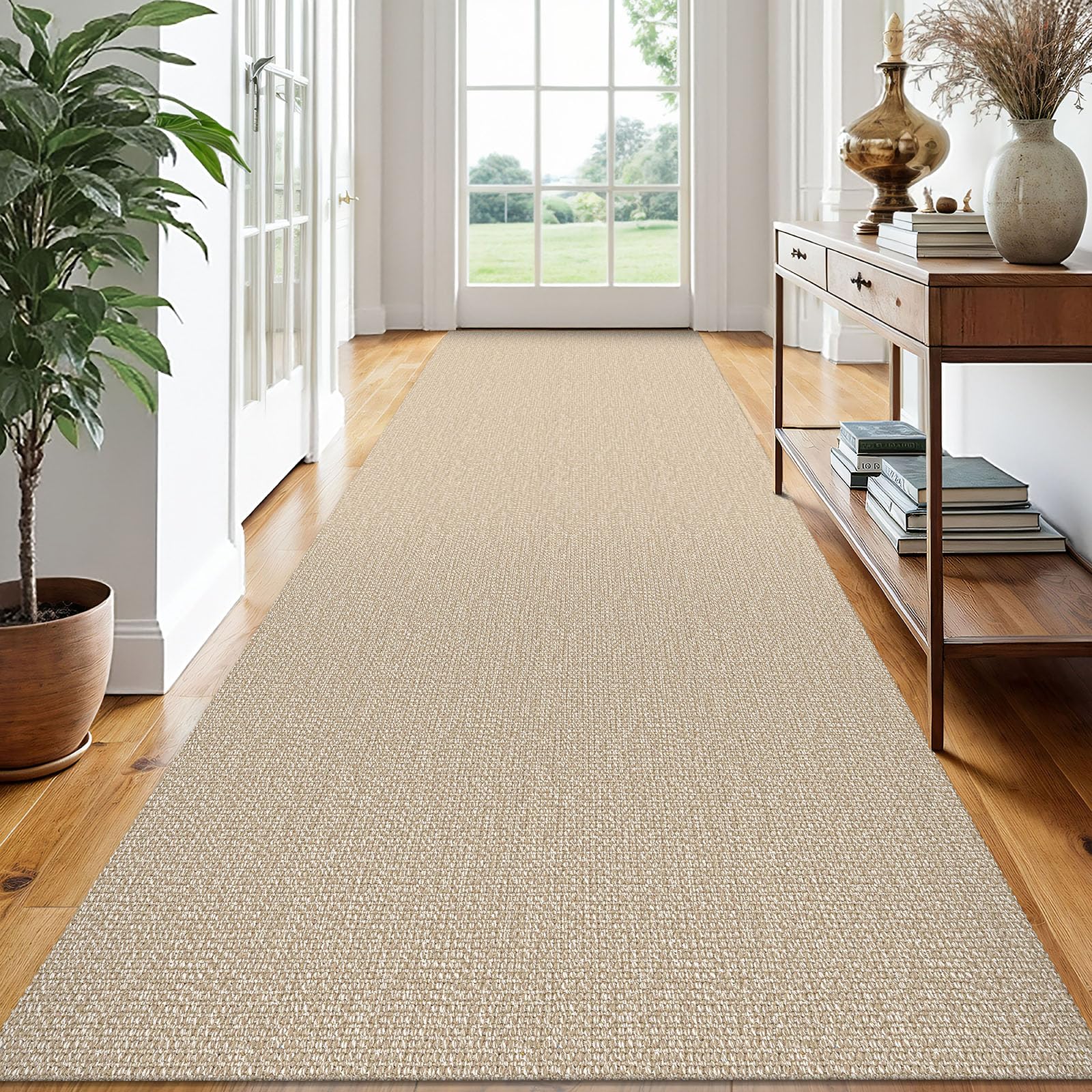 EARTHALL Small Area Rug 2x3 Ft Washable Rugs for Entryway Non Slip Braided Throw Rugs with Rubber Backing Door Mat Indoor Outdoor Entrance Cotton Woven Carpet for Kitchen Foyer Front Door, Khaki/Beige