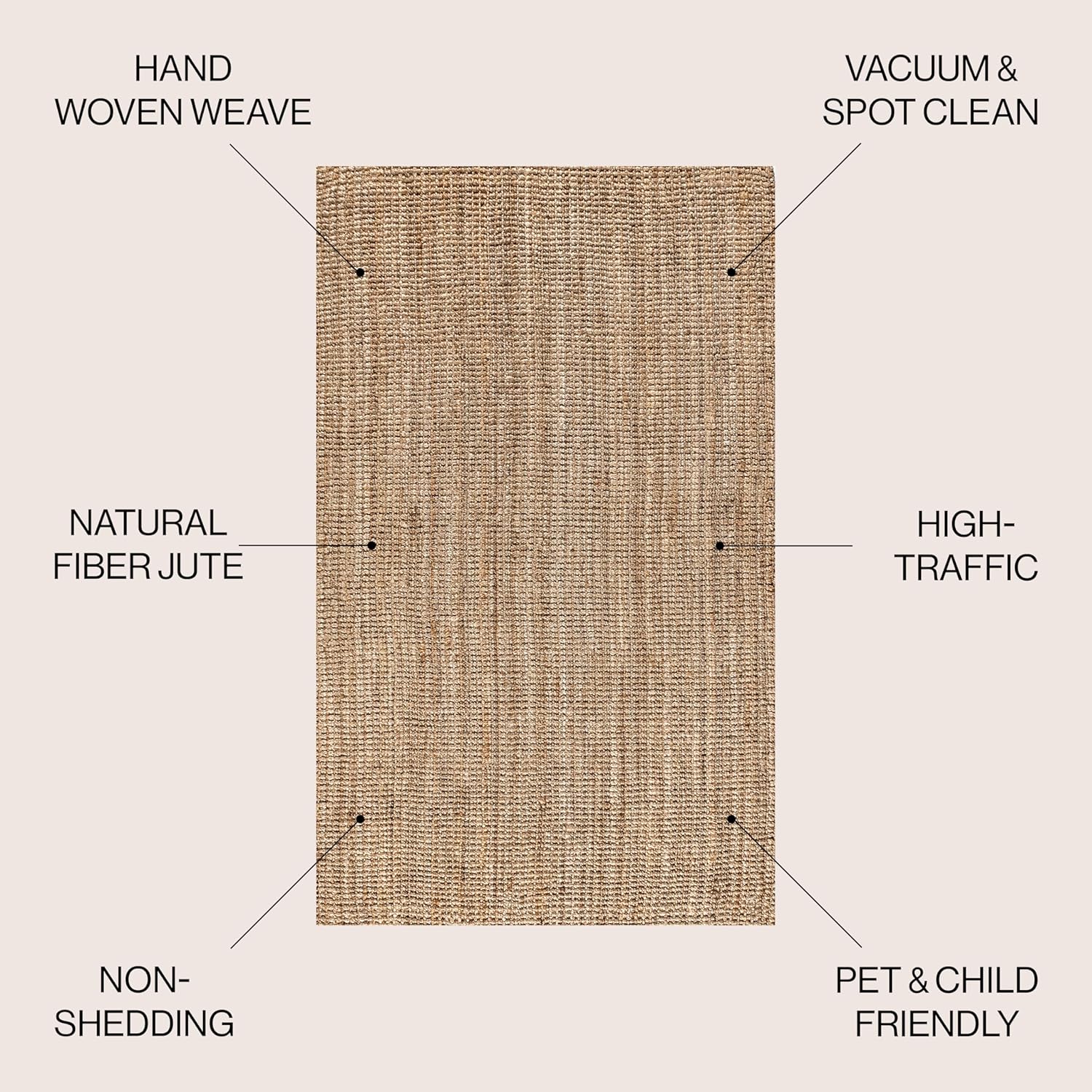 JONATHAN Y Pata Hand Woven Chunky Jute Natural Indoor Area Rug, 3x5, Bohemian, Rustic, Cottage, Easy-Cleaning for Living Room, Bedroom, Kitchen, Non-Shedding (NRF102A-3)