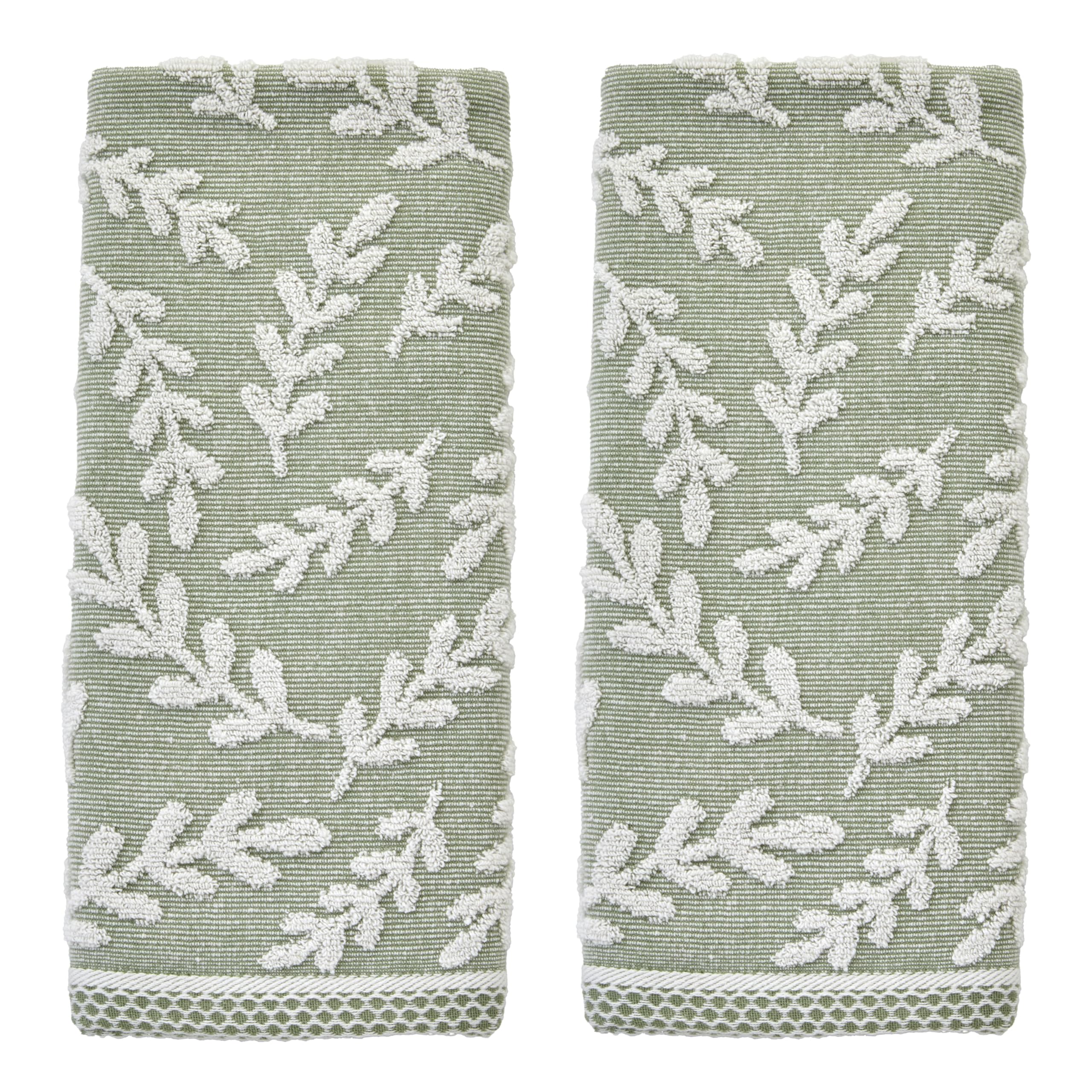SKL Home Bee Lavender 100% Cotton Embroidered 2pc Hand Towel Set, Decorative for Bath/Kitchen/Bar & Gift, Natural